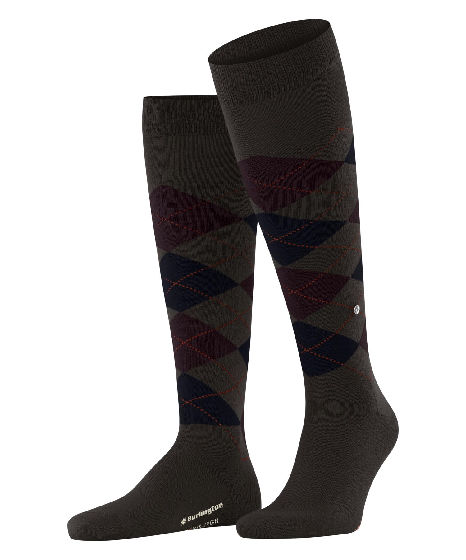 Burlington Men's Edinburgh M Kh Wool Long Patterned 1 Pair Knee-High Socks, Brown Dark 5235, 6.5-11