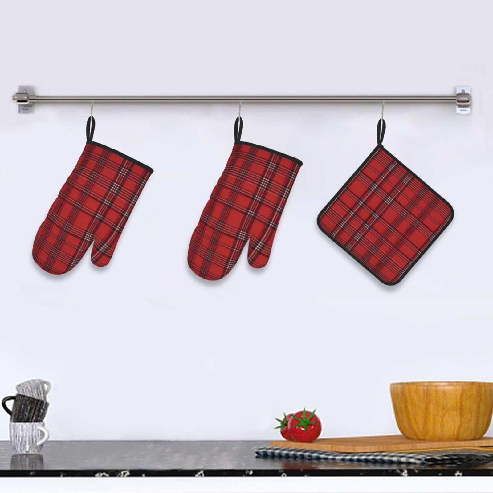 Lot De 3 Gants Et Maniques De Cuisine Vintage Style Azulejos Portugais - Idéal Barbecue