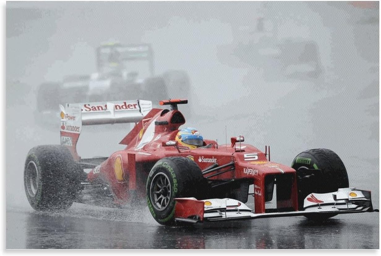 OuikOs Formula 1 Race Car Canvas Poster Wall Art Picture Prints Hanging Photo Gift Idea Decor Home Posters Artworks 24x36inch(60x90cm)