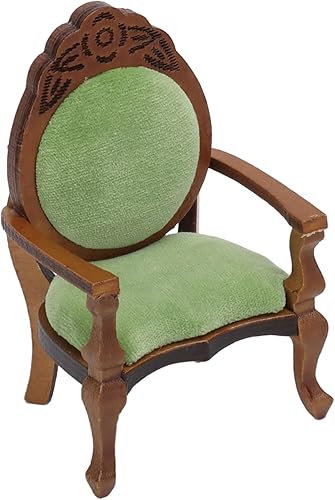 Miniatura 4 de Casa de muñecas - Sofá vintage en miniatura, silla de durazno granate, casa de muñecas, accesorio de sofá individual retro, portátil, para