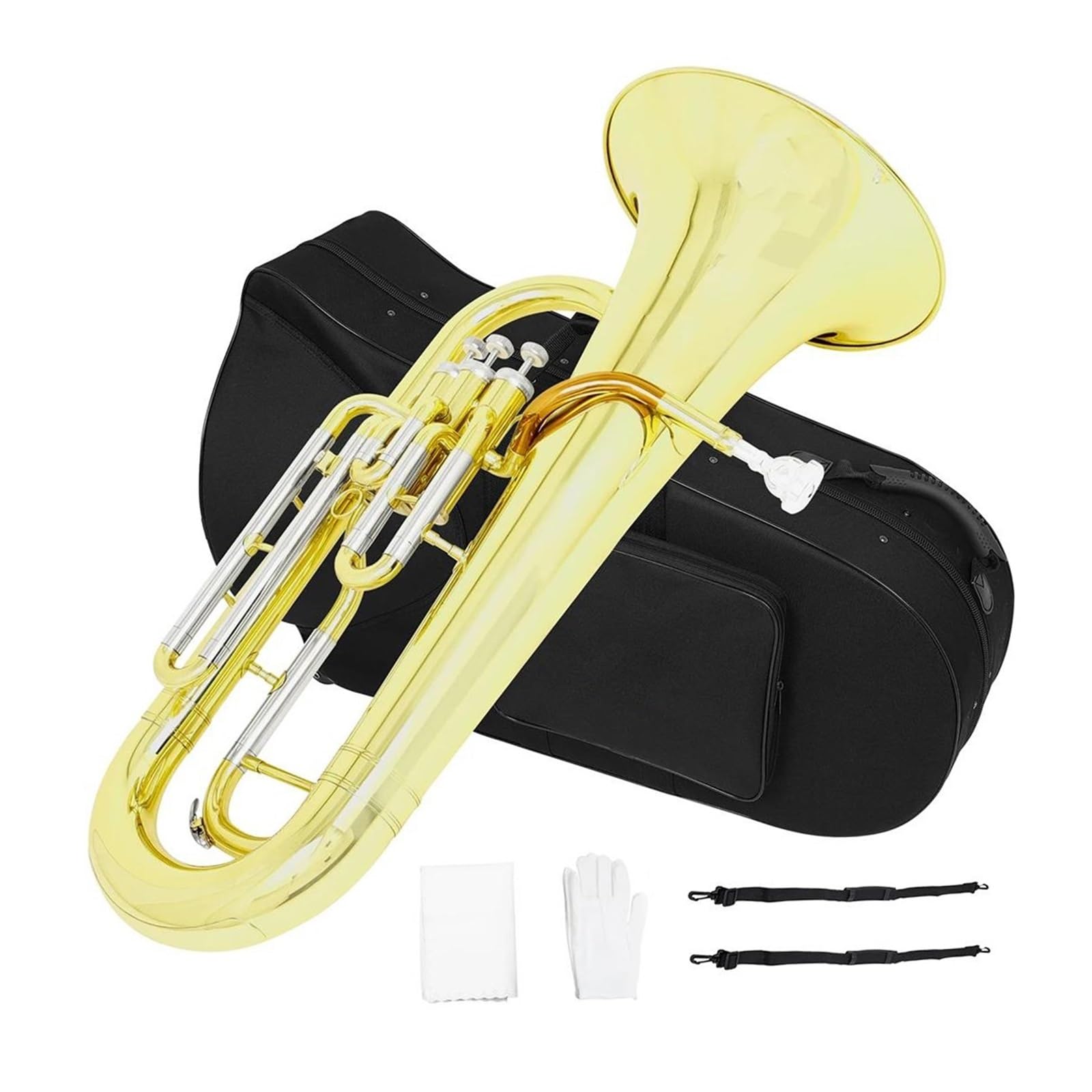Eufonium Mosiądzu Bb Flat Euphonium 3 Klawiszowy Pionowy Instrument Muzyczny Barytonowy Z Akcesoriami Profesjonalne Wykonanie