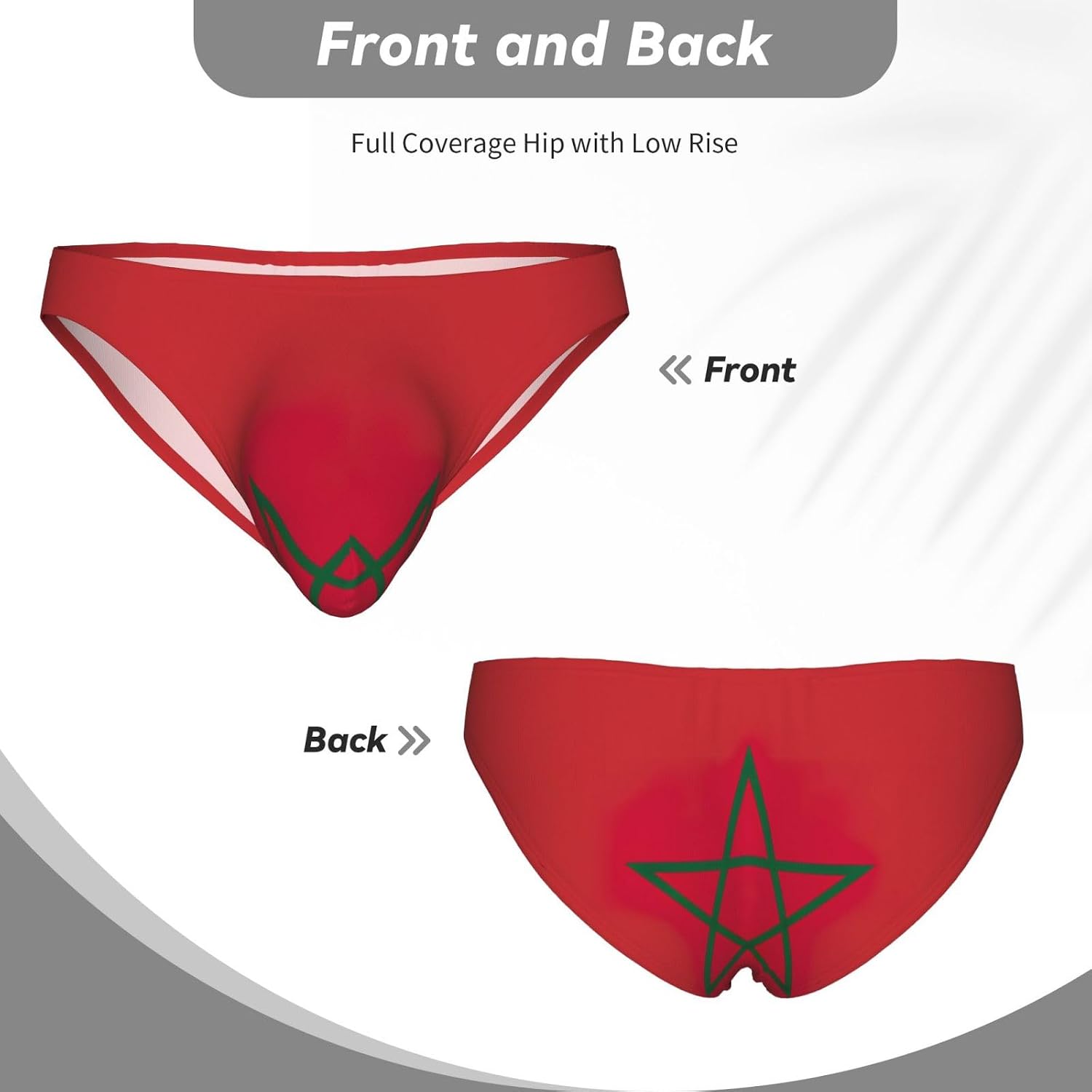 Flag Of Morocco Print Mens Underwear With Pouch Smooth Men'S Briefs Low Rise Bikini Briefs For Men For All Day Comfort