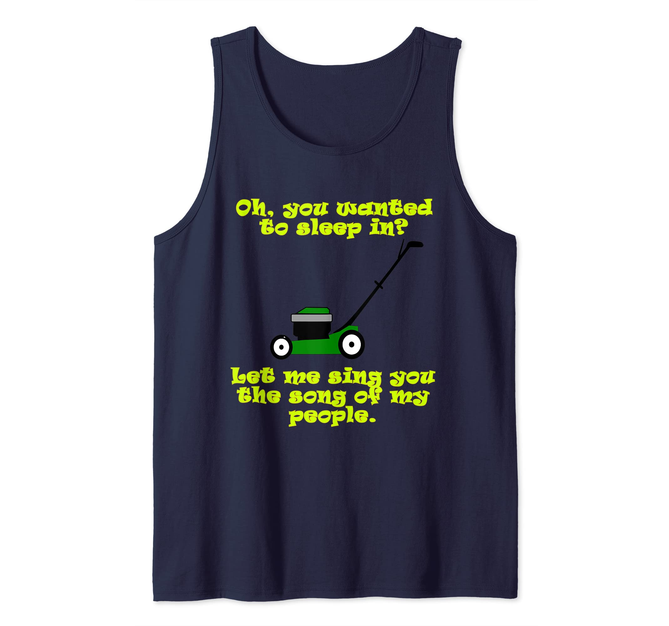 Lawn Mowing Gardening Funny Tank Top, Blue, S