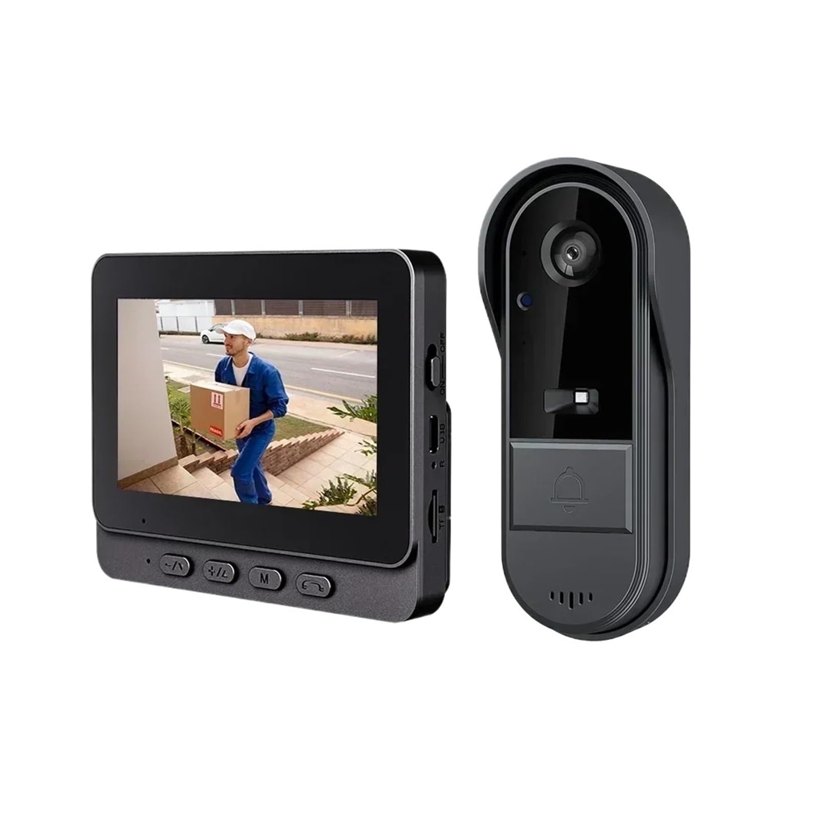 Hvsyvvsrl No Sd Card 4.3Inch 2.4G Wireless Video Doorbell Camera Wifi Night Vision Smart Home Security Door Bell Two Way Intercom For Two Way Audio(No Sd Card)