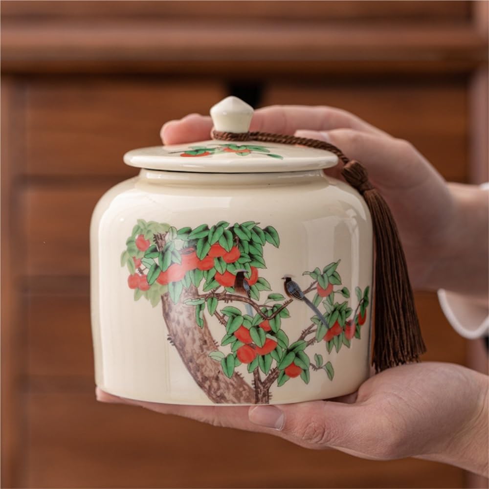 Scatola da tè Contenitore creativo for la conservazione del tè sfuso Barattolo in ceramica sigillato Set da tè cinese Barattolo singolo/doppio Barattolo Set regalo Contenitore per il tè(Single can)