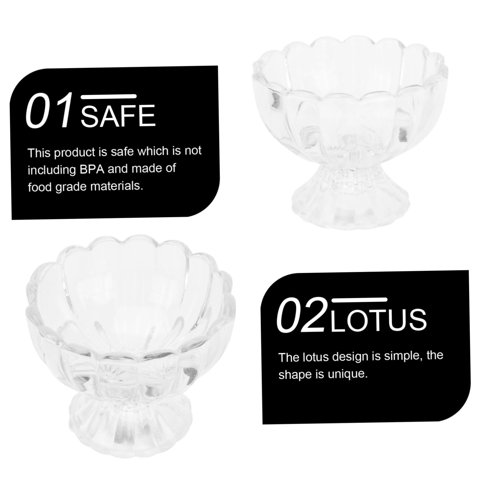 Mobestech 5 Piezas Tazón de Pudín de Helado Clásico Cuencos de Postre de Vidrio Transparente Recipiente Artesanal para Helados para Servir Postres Fiestas y Eventos