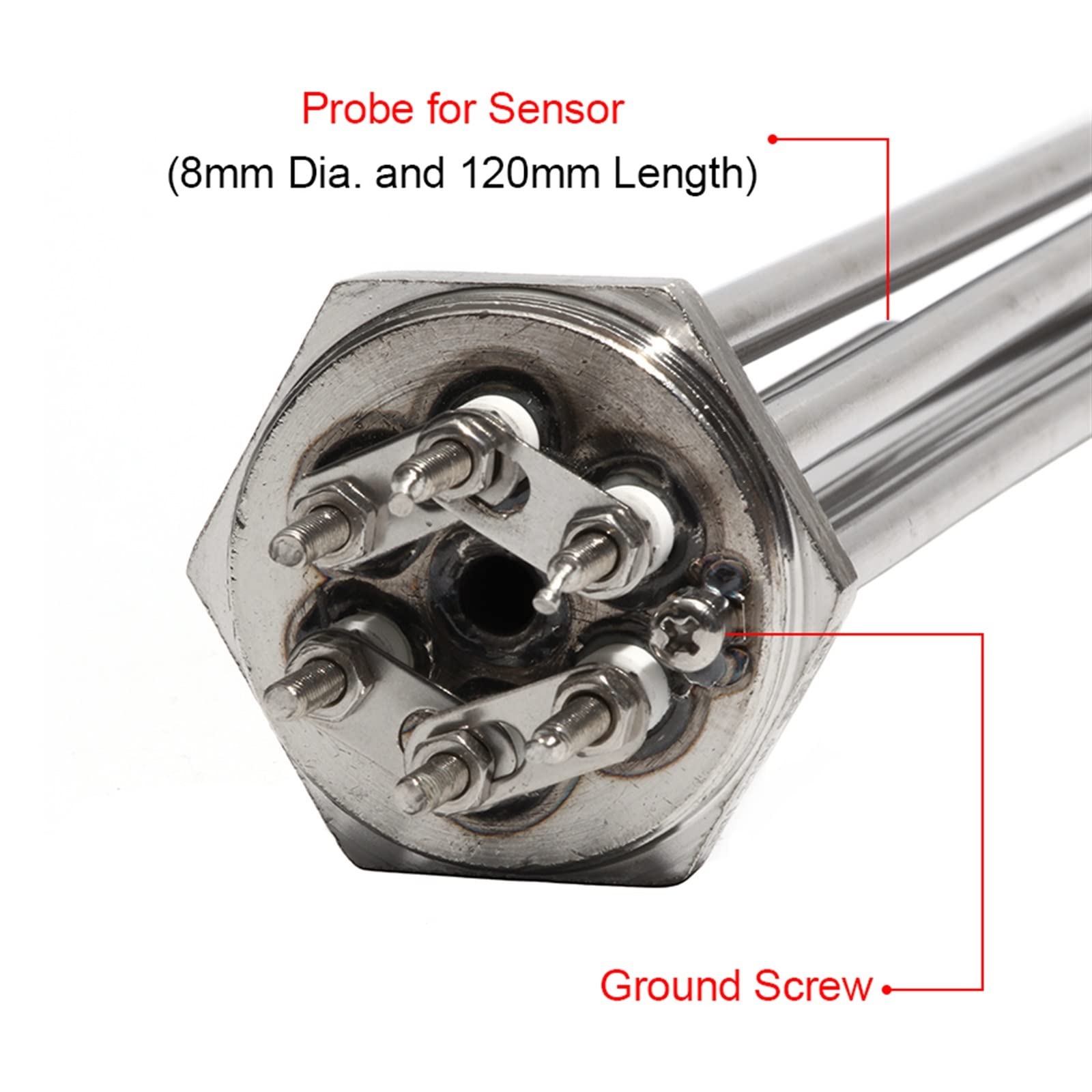 DHVIJA 1 1/4" Calentador De Inmersión BSP/DN32 Thread 304SUS Con Sonda Y Tornillo De Tierra Con Accesorios 3/4. 5/6/9/12KW Elemento Calefactor Joyous (Size : A-220V, Color : 9KW 290mm