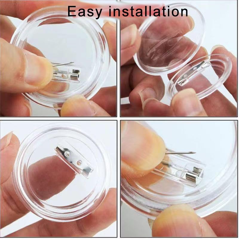 20 Stück Buttons Selber Machen - Transparente Anstecker 40mm | DIY Button Set Ohne Maschine