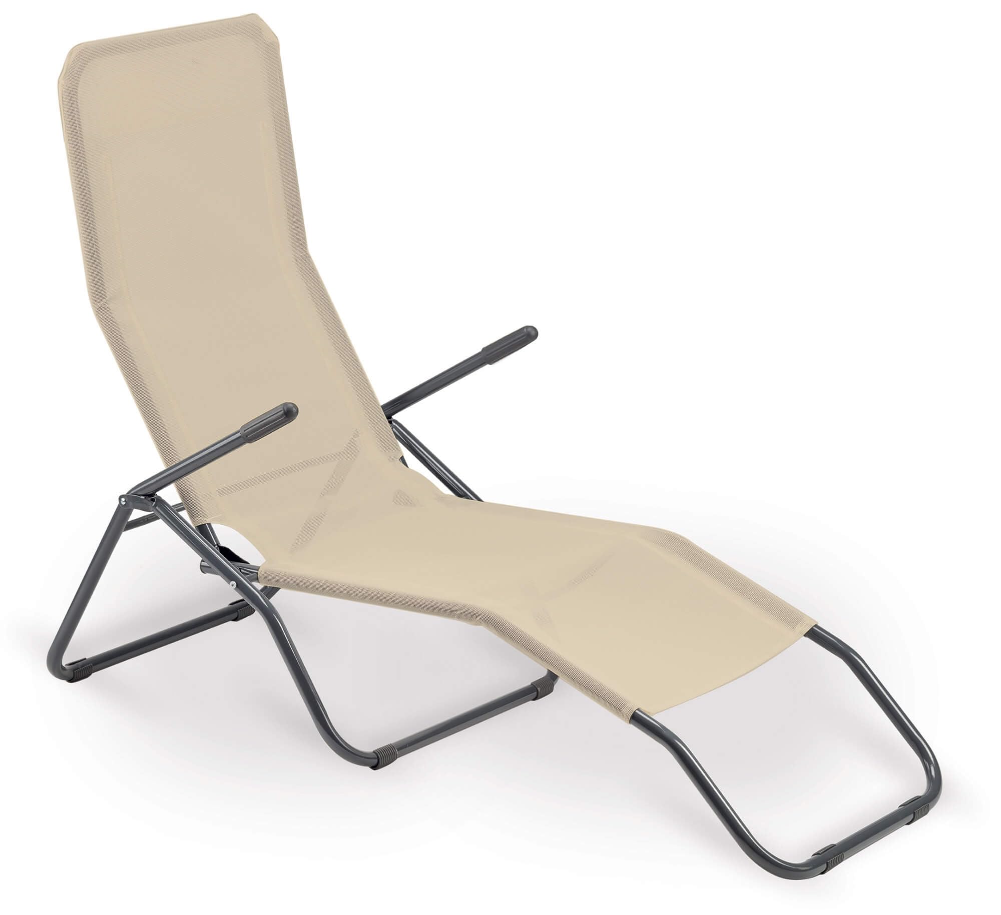 Giordanoshop Lettino Prendisole in Acciaio e Textilene Beige
