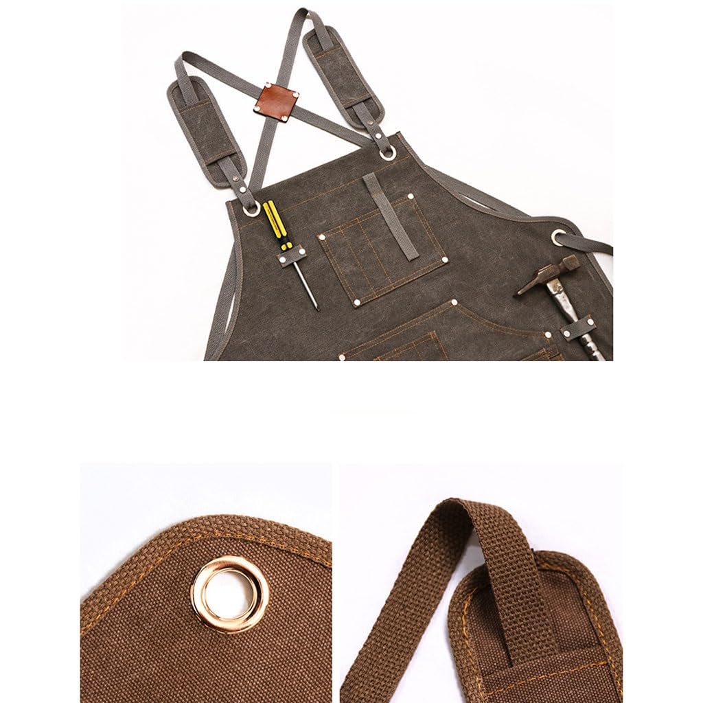 Delantal de cocina de lona, barbería, cafetería, jardinería, carpintero, hombre y mujer, restaurante, camarero, ropa de trabajo, delantal con bolsillos