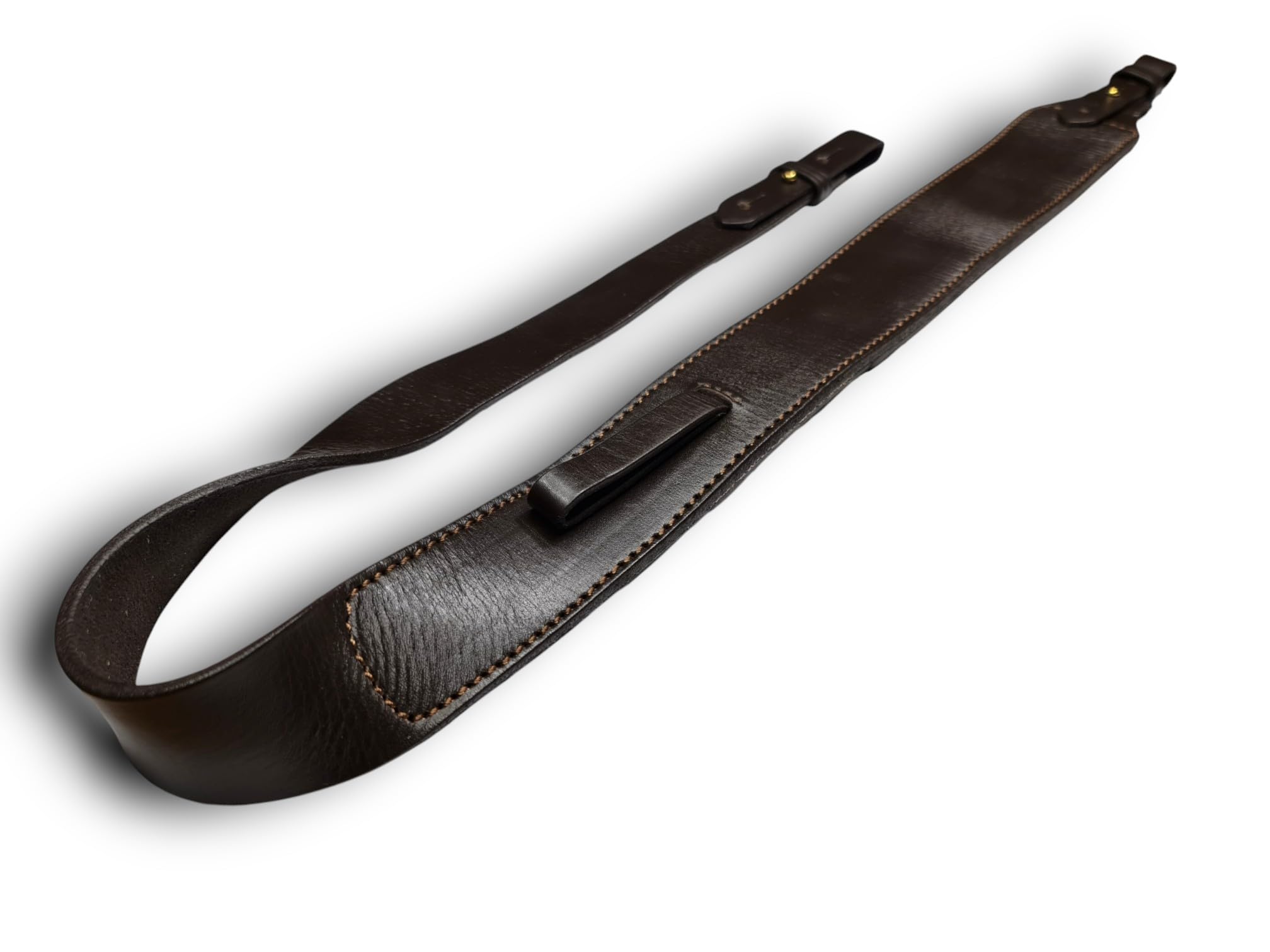 VlaMiTex J47 Gewehrriemen aus Leder – Gewehrgurt Braun mit Anti-Rutsch-Auflage – mit Daumenschlaufe bis ca. 110 cm – für Büchse & Flinte