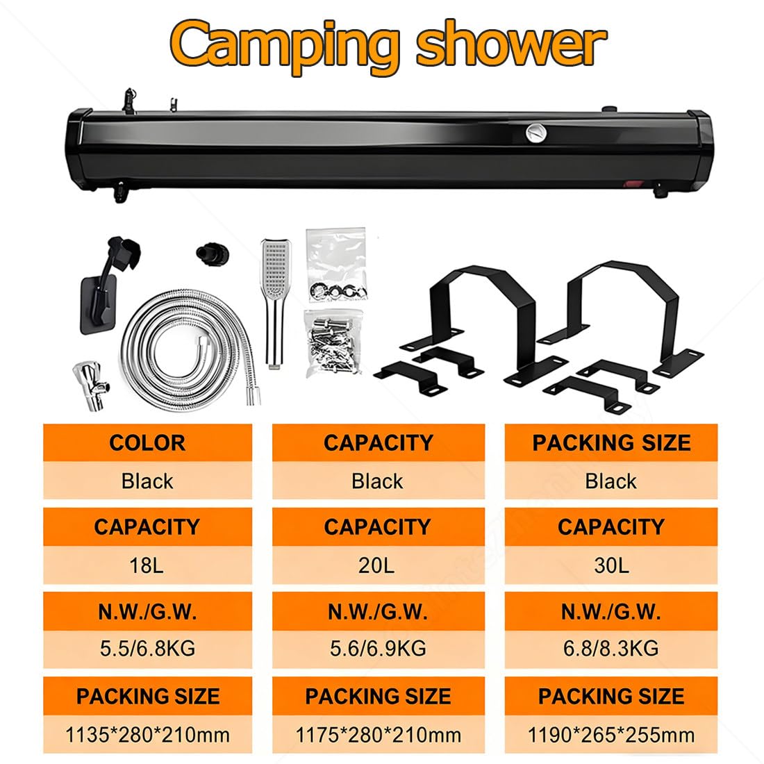 Campingdusche Camping Dusche Outdoor,Dachträger Druck Wassertank,Außendusche Solar mit Luftpumpe,Duschbrause Schlauch,Auf Dachträger für Geländewagen,Pickups Und Suvs 18L