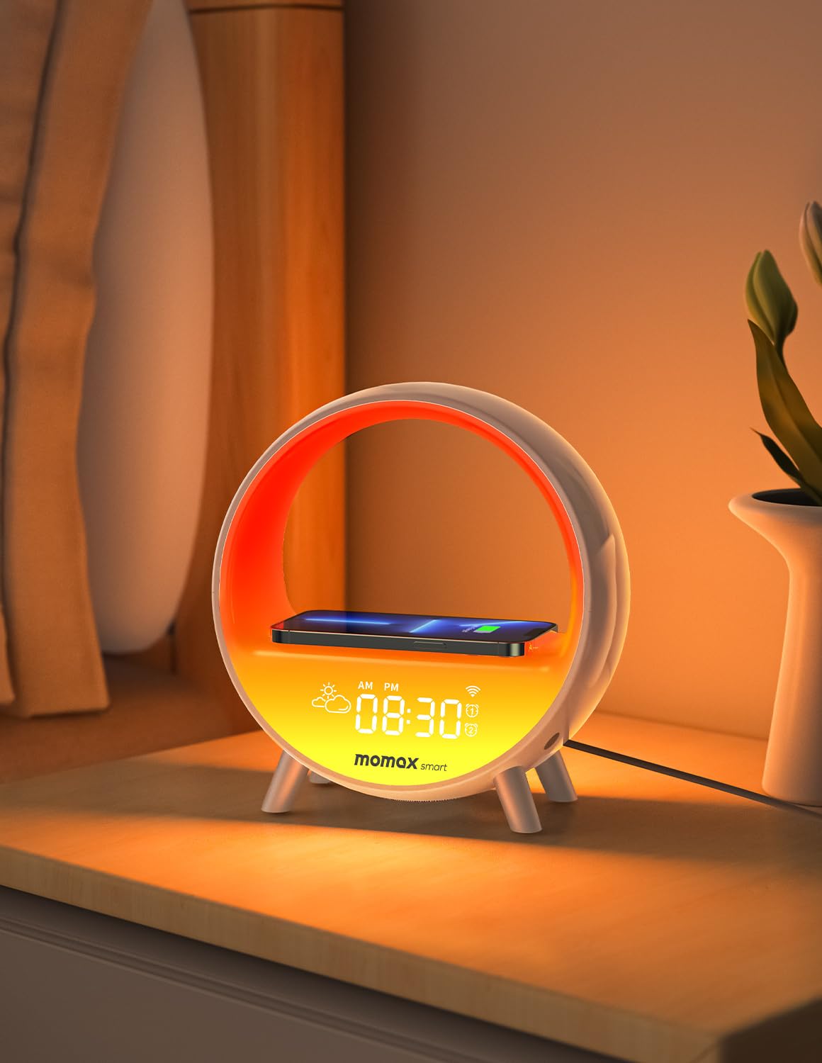 Buy Momax Smart Sunrise Alarm Clock, Wireless Charging Smart Alarm