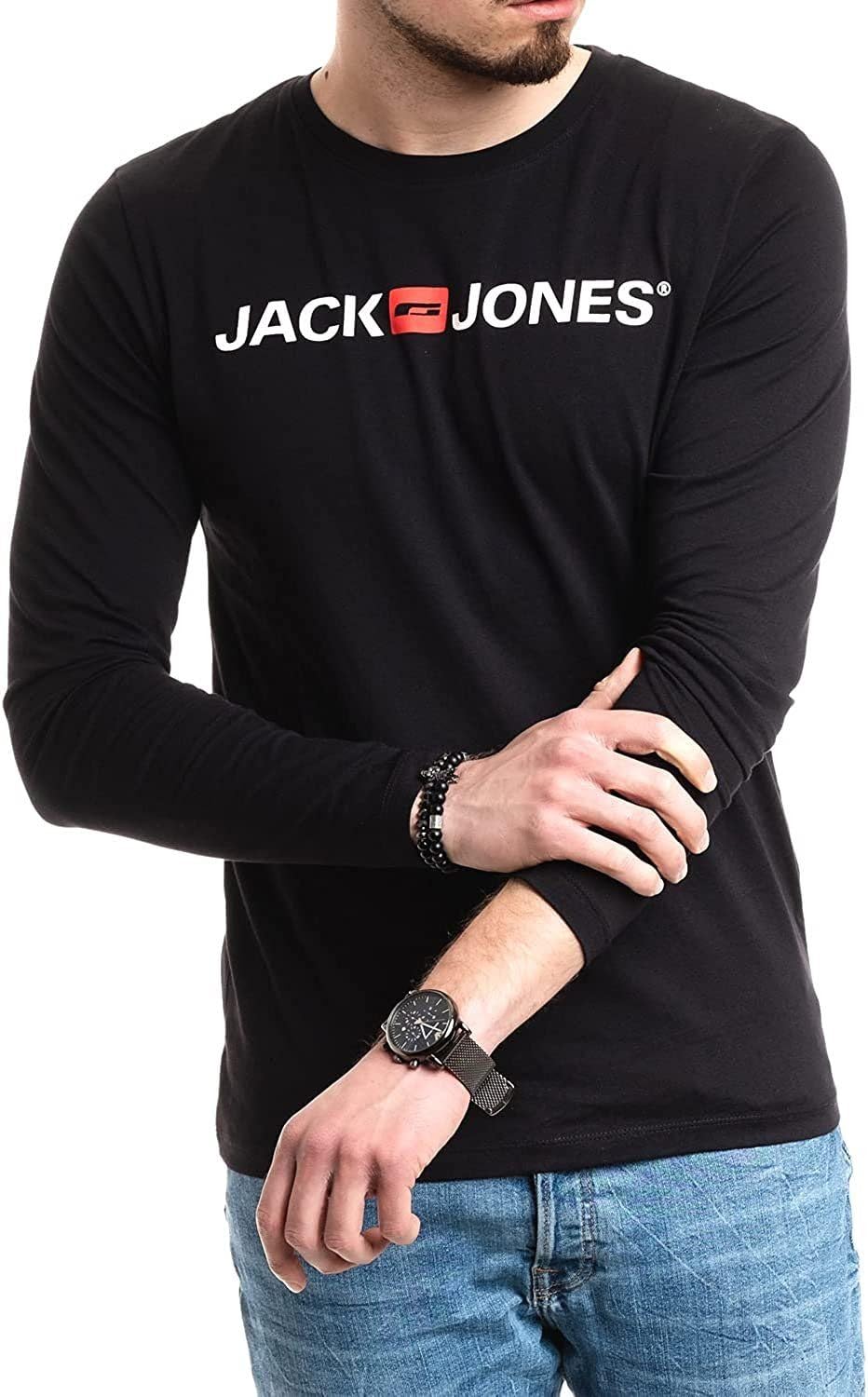 Jack & Jones Herren Langarmshirt aus Baumwolle – Longsleeve Männer – T-Shirt mit Langen Ärmeln aus Baumwolle - einzeln und Multipack