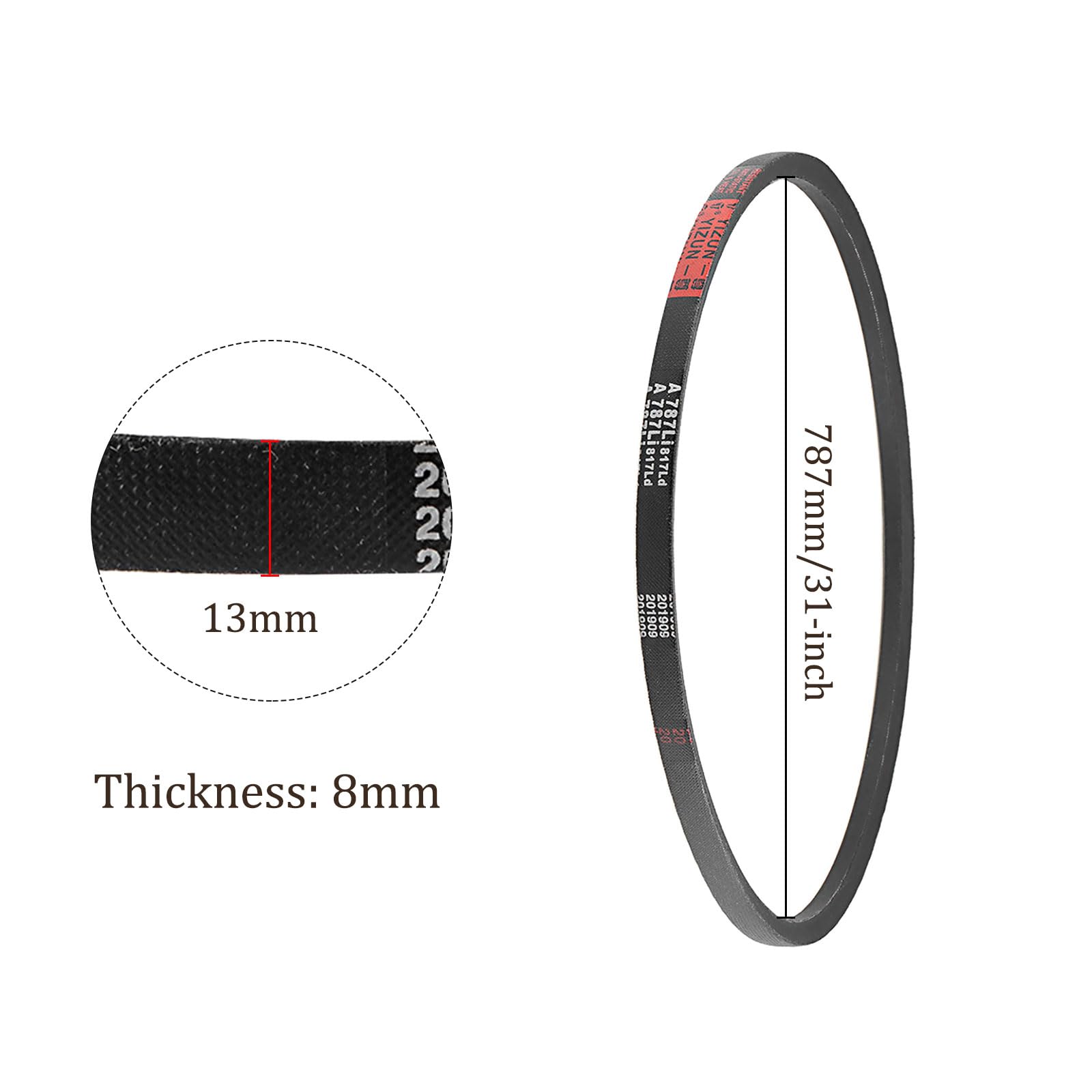 Kozelo 2uds A-813Li/A32 Transmisión Trapezoidal Correa [13mm Ancho x 8mm Altura] A-Sección Caucho Transmisión Correa Envuelta para Transmisión Uso 813mm Interna Circunferencia