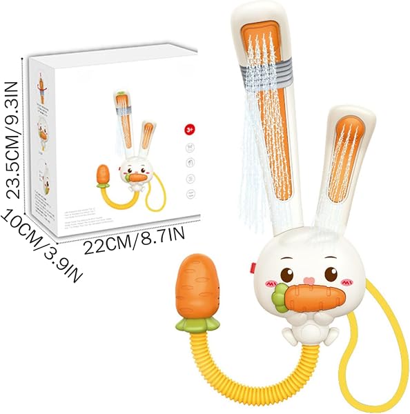 Baby Bath Shower Head Cute Rabbit Baby Bath Sprayer Plastic Electric Shower Toys for Bathtub Toddler Boys Girls Head - 4