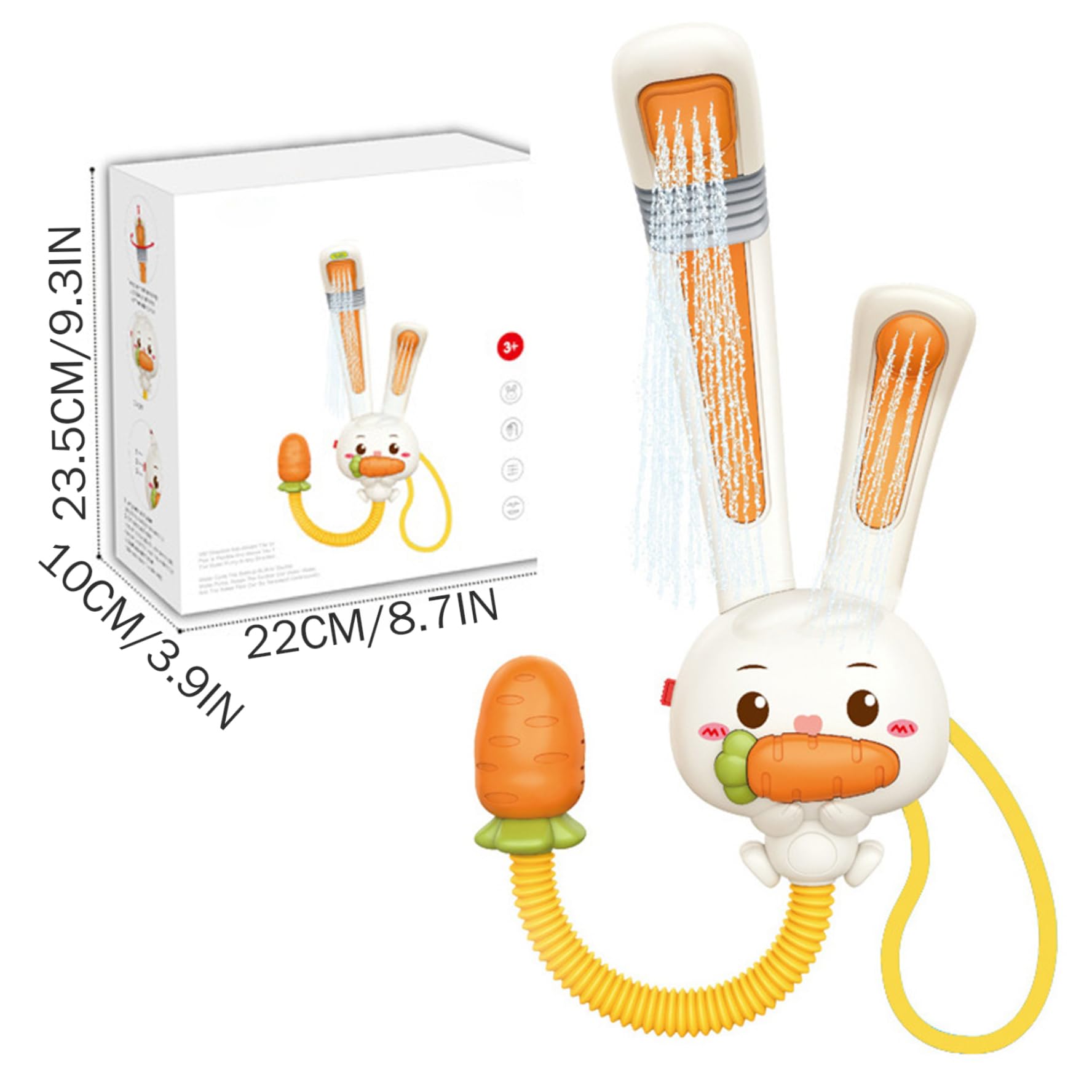 Baby Bath Shower Head Cute Rabbit Baby Bath Sprayer Plastic Electric Shower Toys for Bathtub Toddler Boys Girls Head — view 4
