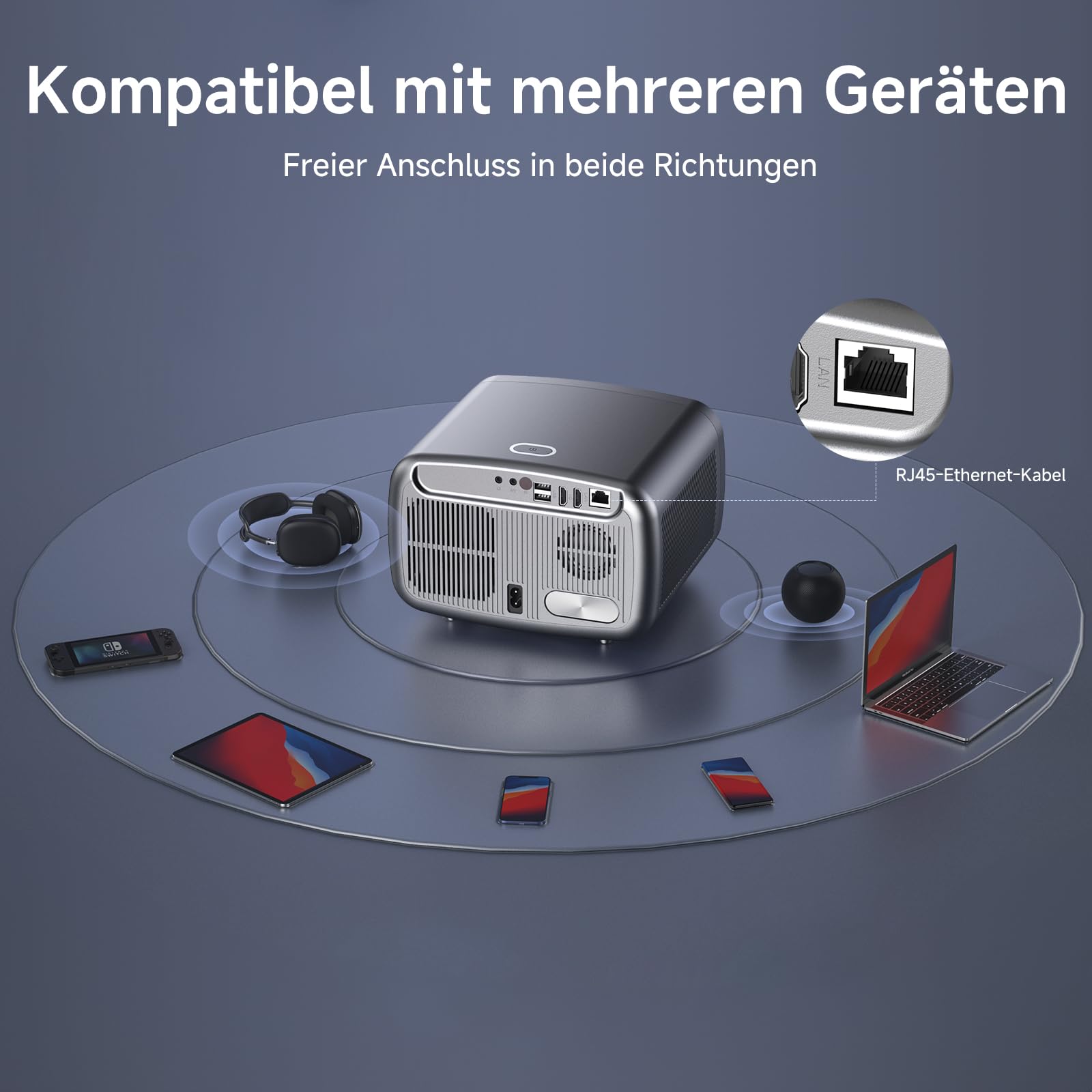 4K Smart Beamer mit Netflix & Dolby Audio, 1500 ANSI, Autofokus – iSinbox | Heimkino Projektor mit HDR10+, Staubgeschützt, 6D Keystone, WiFi 6 & Bluetooth | Für Wohnzimmer, Garten & Camping