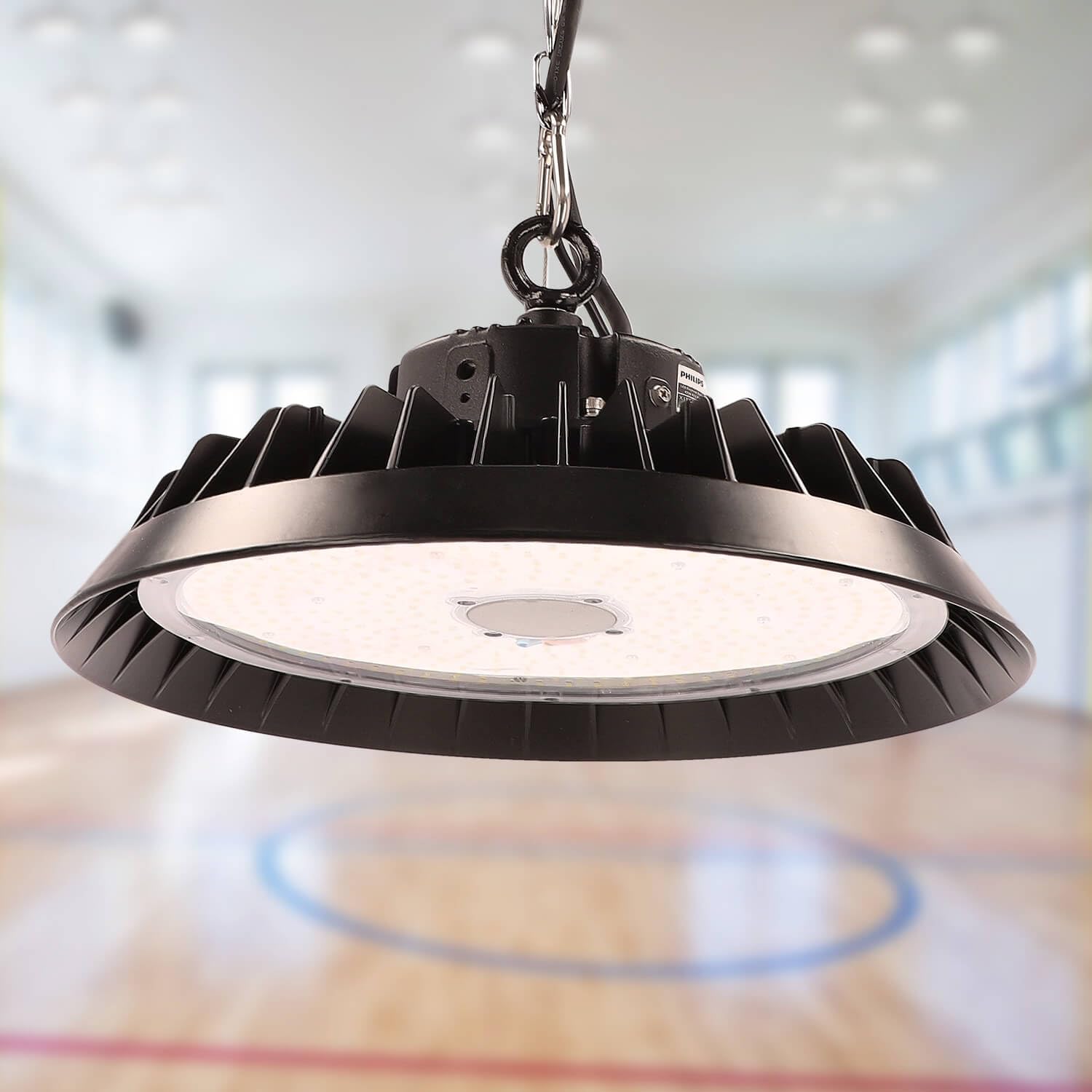 LED High Bay Hallenstrahler 240W mit PREMIUM-Marken-Treiber dimmbar (1-10V) tageslichtweiß 6000K 36.000lm 150lm/W 120° IP65 Industrielampe Werkstattbeleuchtung Ø363xH140mm 5 Jahre Garantie