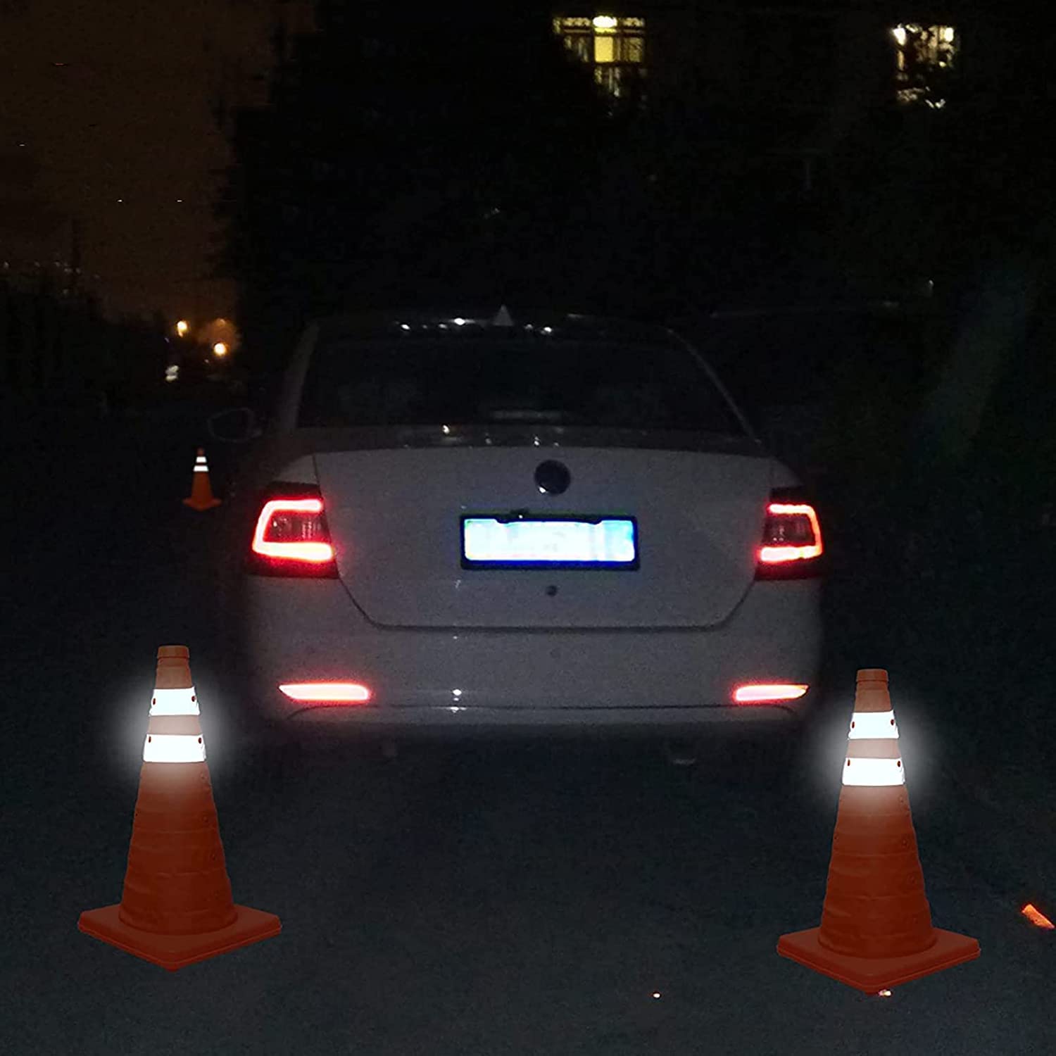 Conos de estacionamiento de 28 pulgadas, resistentes al agua, para señalización vial, conos de seguridad vial emergentes naranjas con collar reflectante, conos de construcción multiusos duraderos