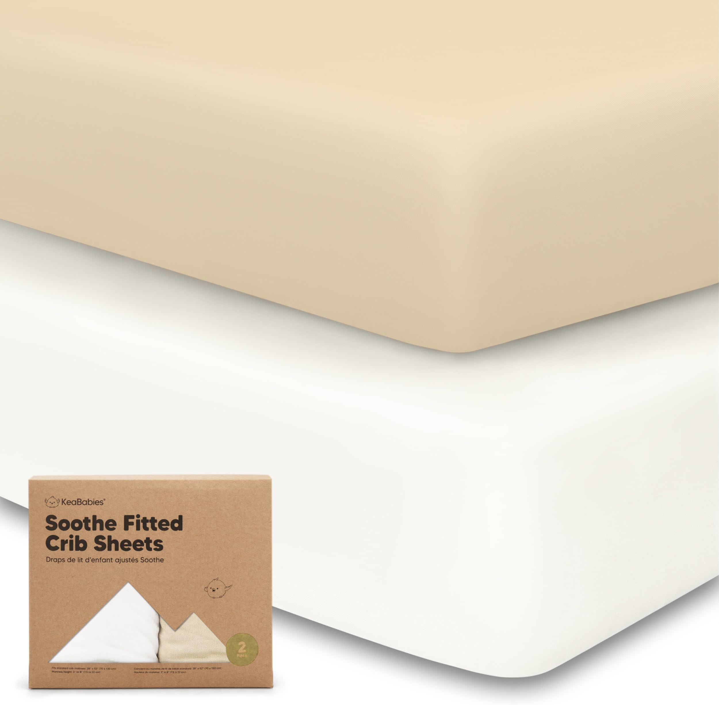 KeaBabies 2-Pack Organic Crib Sheets for Boys, Girls - 52x28 Fitted Crib Mattress Sheet Neutral, Breathable Jersey Cotton Cover for Baby Bed, Toddler Mattress, Soft & Cute Prints (Khaki)