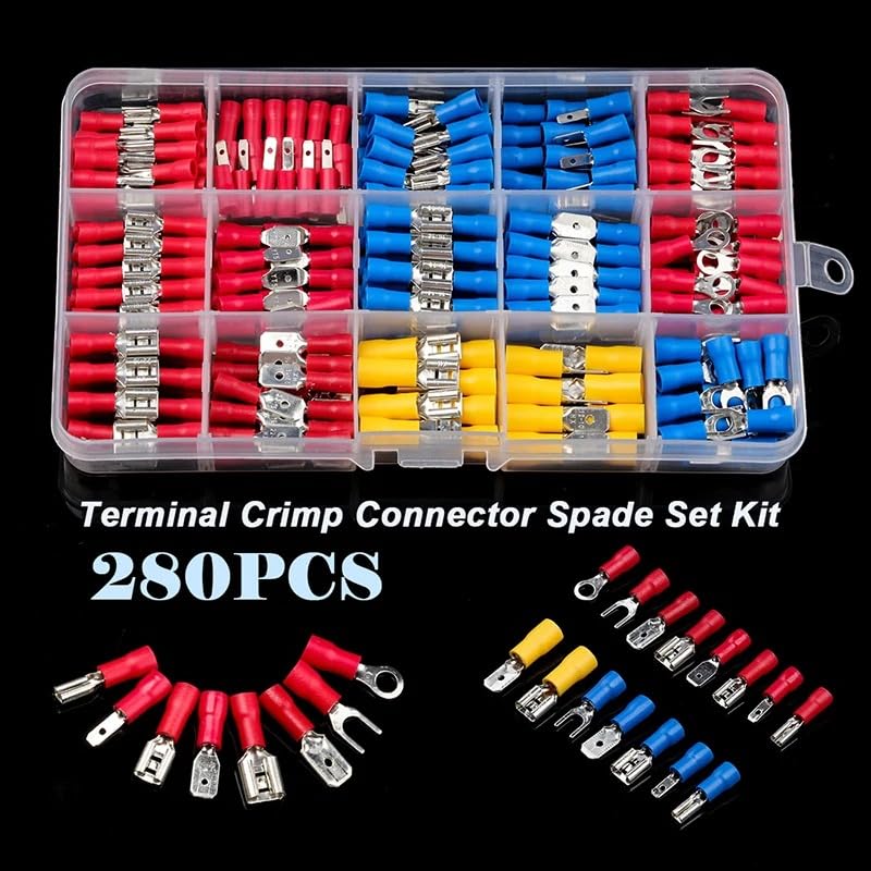 280 Pz/scatola Maschio Femmina Terminali Isolati In Gomma Capicorda Connettore Filo Elettrico Crimp Terminale Assortimento Set Kit