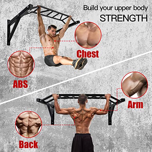 BDL Wall Mounted Pull Up Bar Chin Up bar Multifunctional Dip Station for Indoor Home Gym Workout, Power Tower Set Training Equipment Fitness Dip Stand Supports to 440 Lbs - Image 4