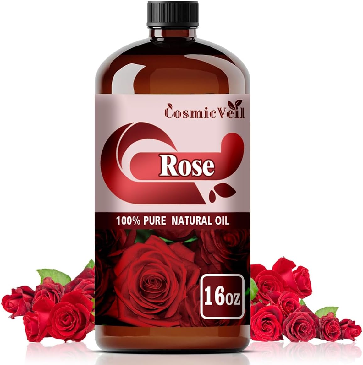 Rose Essential Oil Fragrance Oil for Aroma Diffuser,Humidifier,Home Fragrance,Cleaning,Body Care,Massage,Yoga,DIY Candle,DIY Soap CosmicVeil（Rose，16 Fl Oz (Pack of 1)）