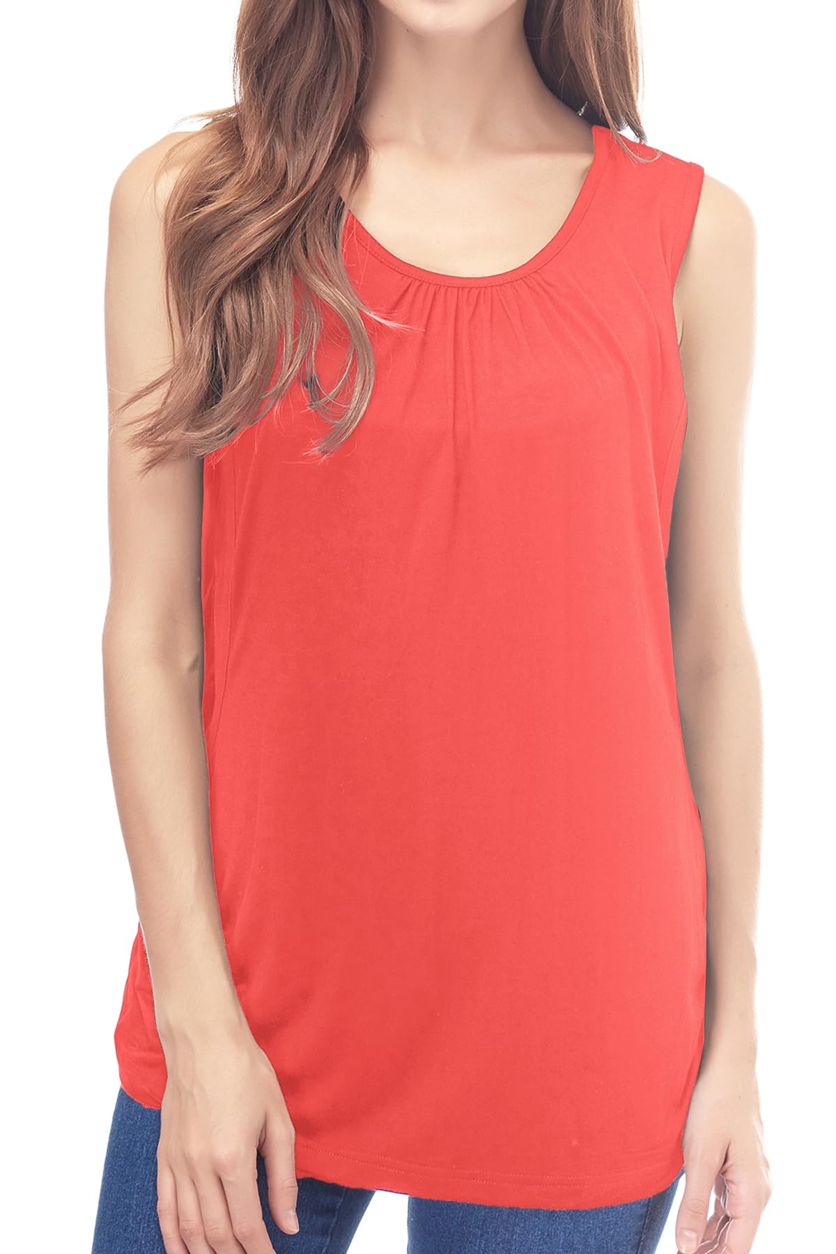 Smallshow Women's Orange Maternity Nursing Tank Top Summer Sleeveless Breastfeeding Clothes,,Xl
