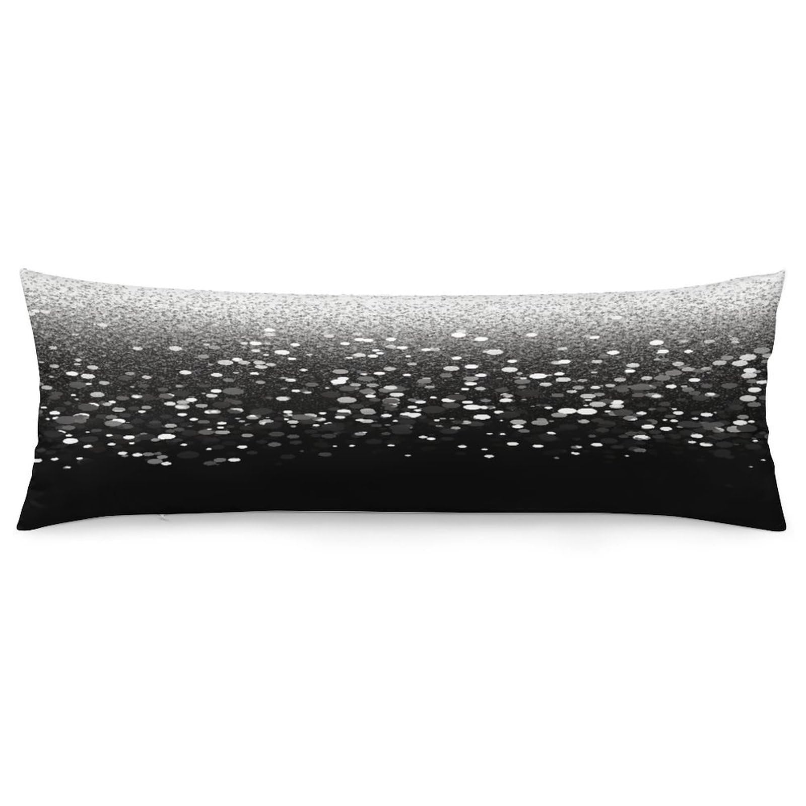 Black White Glitter Pillowcase Decorative Long Body Pillow Case Soft Breathable Body Pillow Cover Modern Large Pillowcase Cute Body Pillow Pillowcases for Bedroom Couch 18.9 X 53 Inch