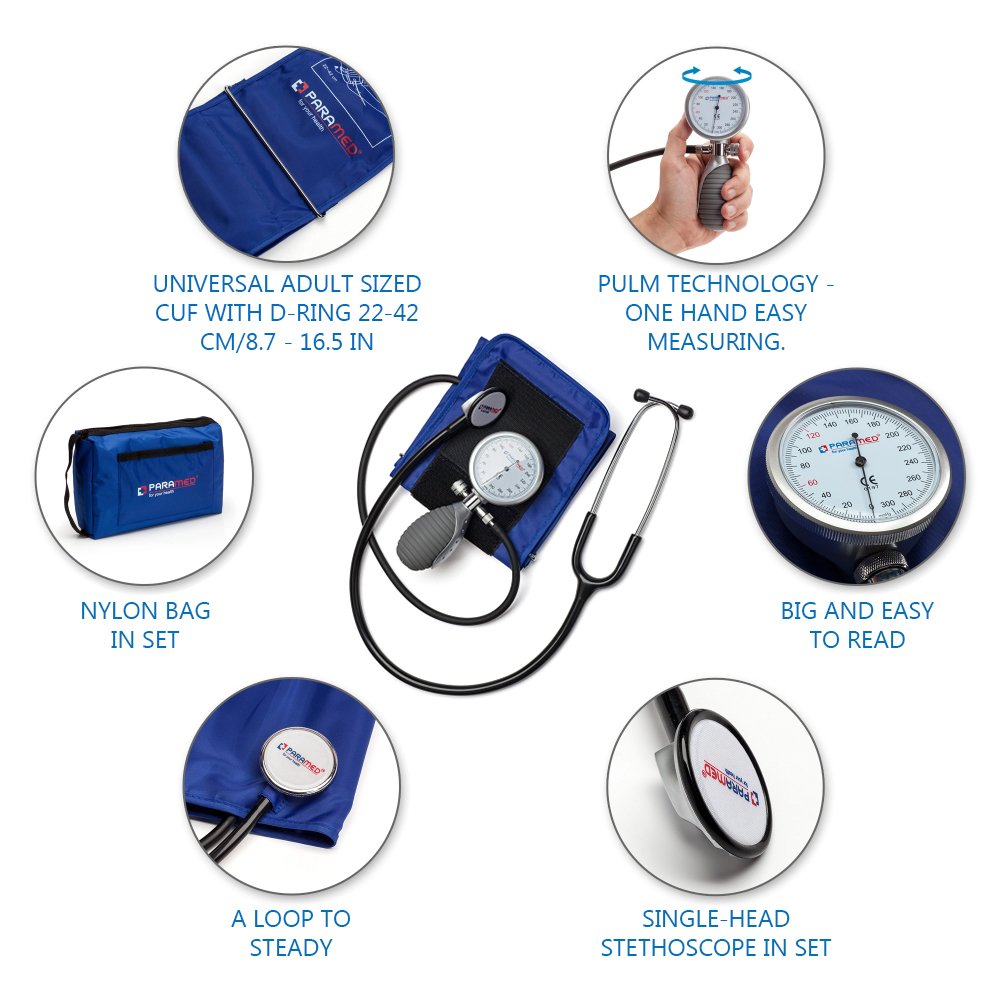 Aneroid Sphygmomanometer with Single Head Stethoscope and Carrying Case