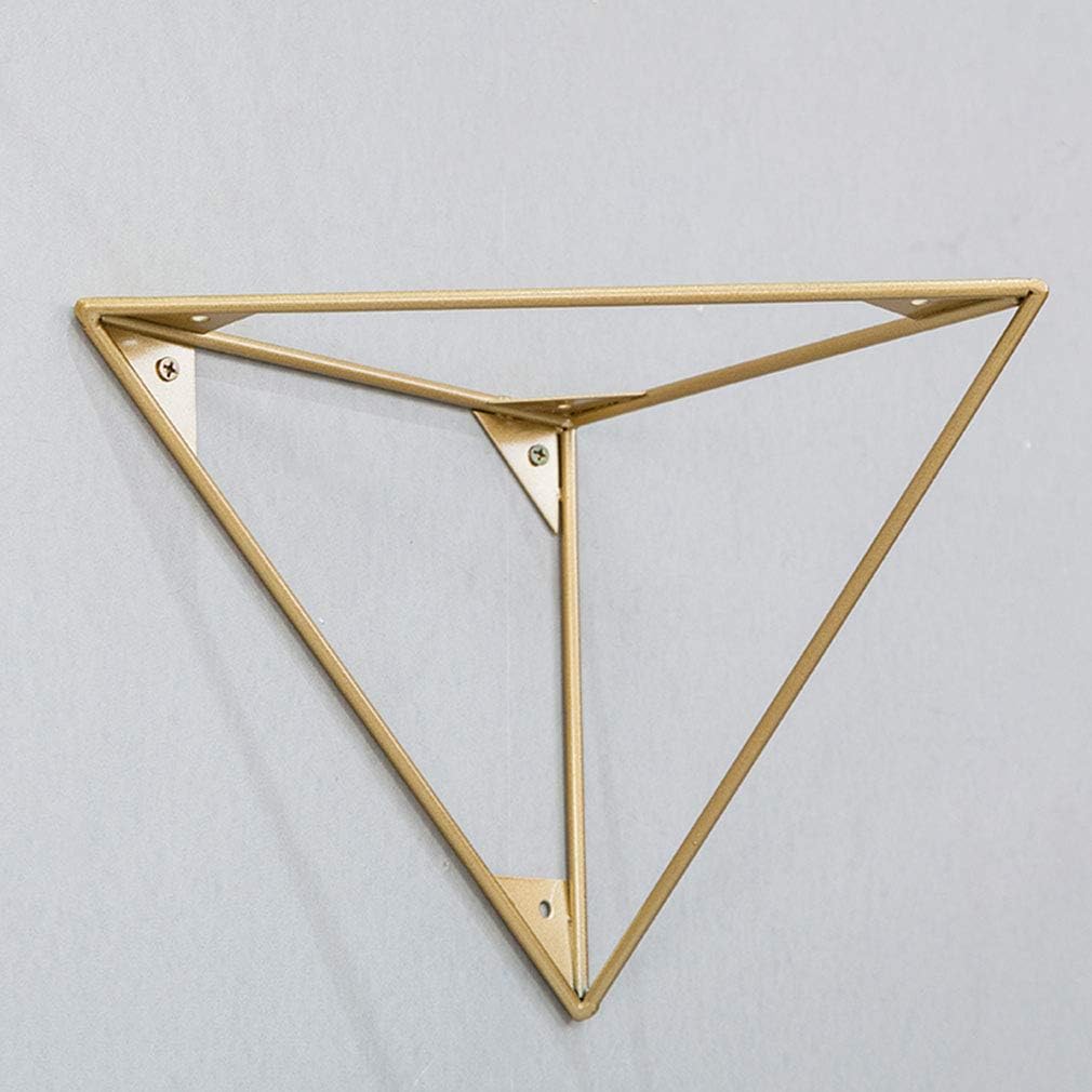 NIANXINN 2X Metal Iron Shelf Bracket,Triangular Shelving Brackets,Hairpin Leg Prism Baffle Support,Decorative Corner Brace Floating Laminate Shelve Wall Mounted,for Living Room,Bathroom(gold20cm/8in)
