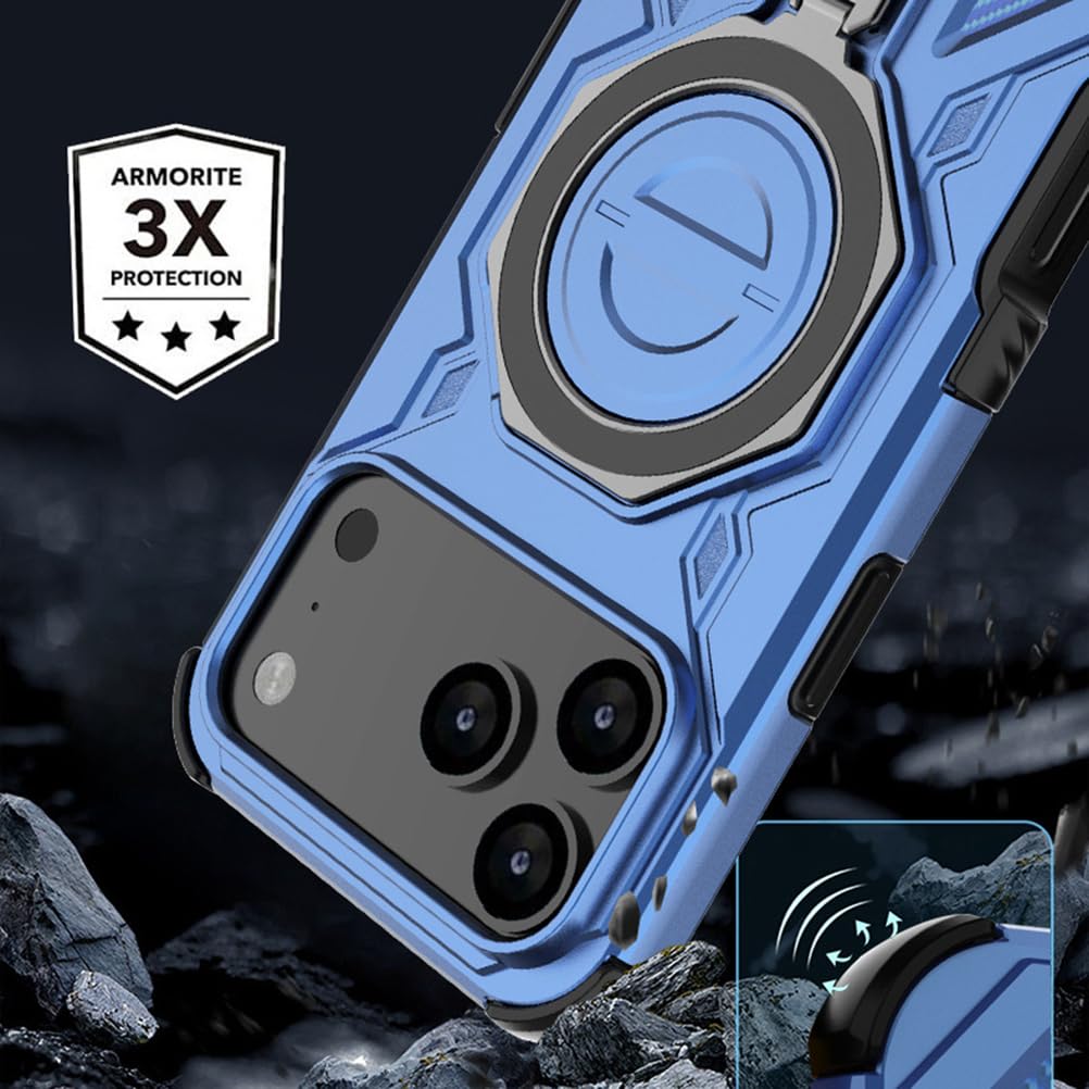 Magnetisch Hülle für iPhone 17 Pro Max/17 Pro/17 Air/17, Dünne Stoßfeste rutschfeste Schutzhülle mit Drehbarer Ringhalter Handyhülle,Schwarz,17 Pro