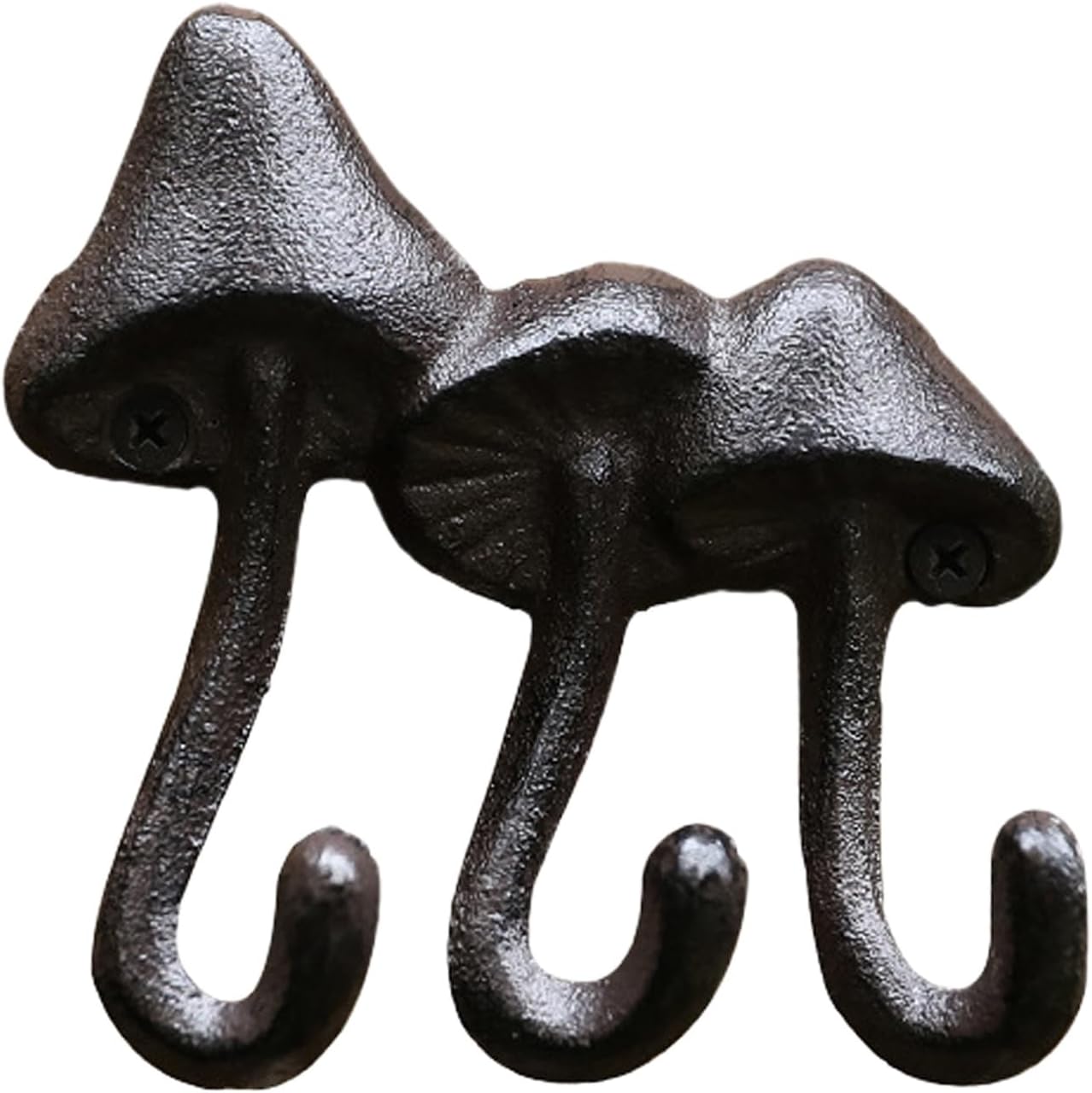 Mushroom Wall Hook - Rustic Iron Hanger Cute Shape Accent Compact Wall Bracket Vintage Decoration Detail | Entrance Garden Bag, Hanging Coat, Organizer ural Đe Maiso