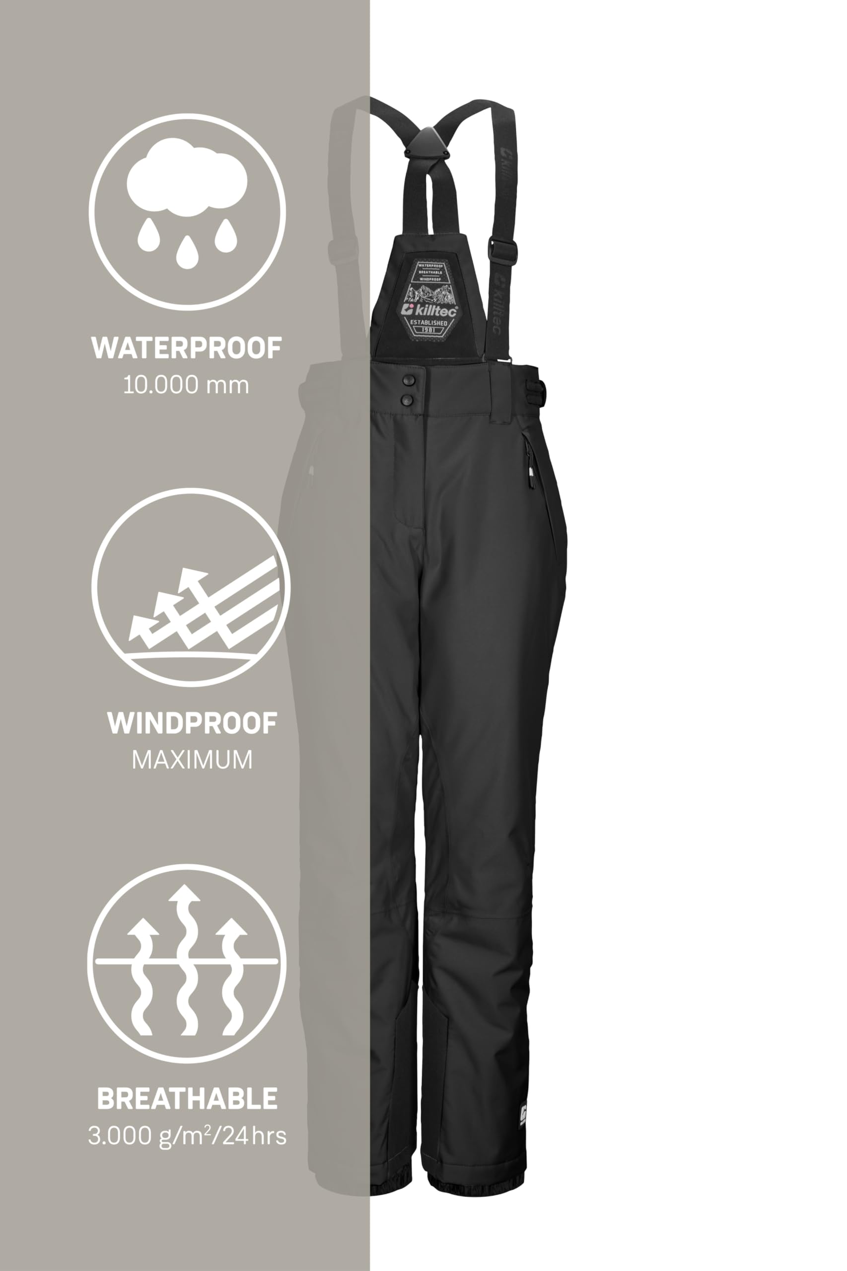 Killtec Mädchen Skihose/Funktionshose mit abnehmbarem Latz, Kantenschutz und Schneefang Ksw 213 Grls Ski Pnts