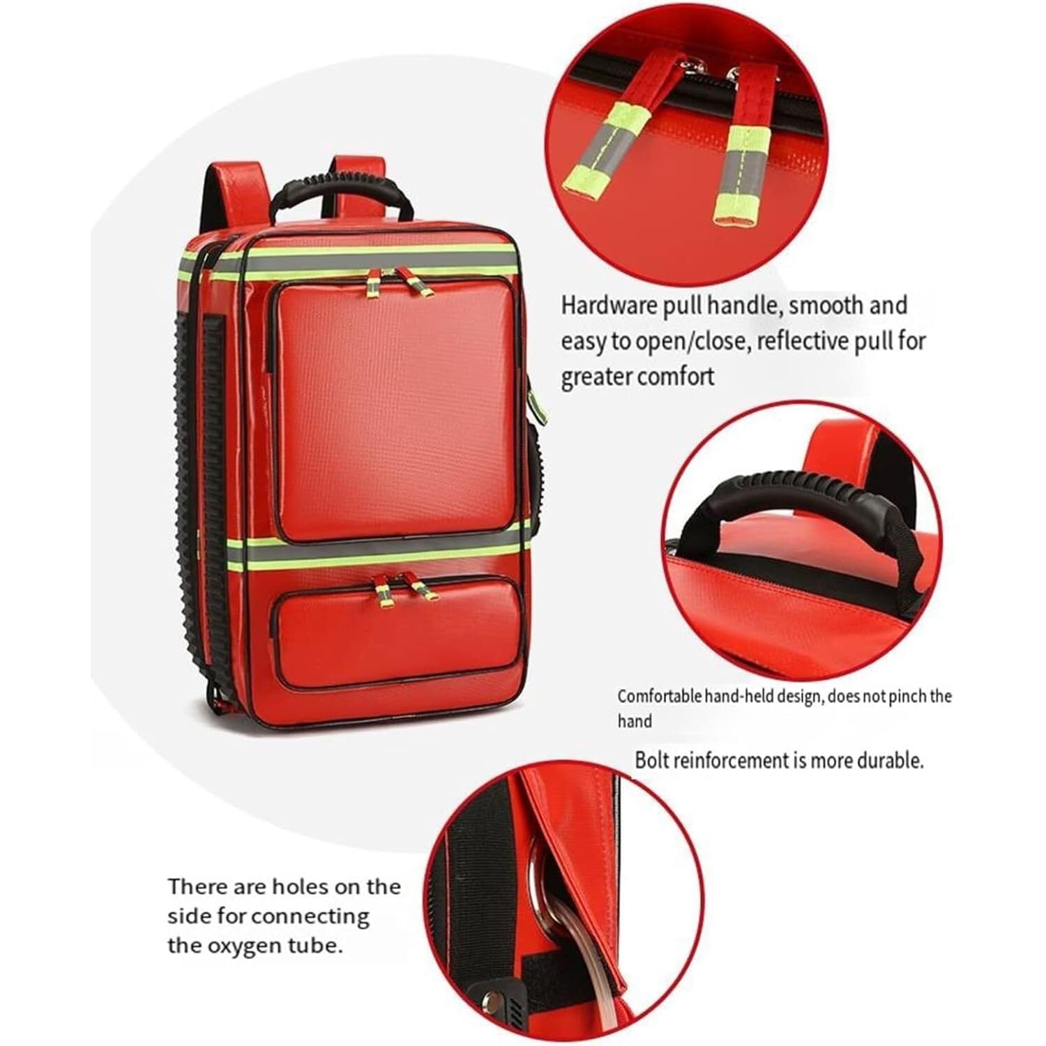 Borsa Traumatologica For Primo Soccorritore, Medica Mobile Vuota, Di Pronto Soccorso Grande Capacità Con Scomparti, Design A Strisce Riflettenti, For Infermieri Domiciliari(Stair Climbing Rod)