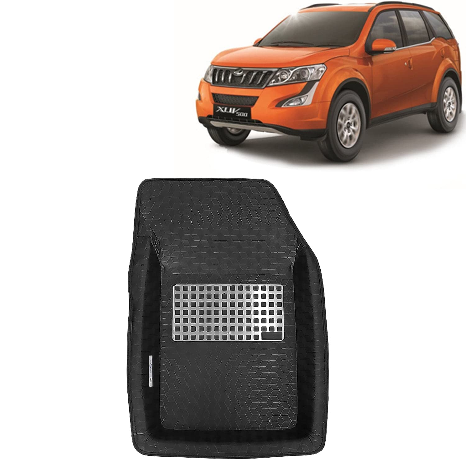 Kingsway Accessories Premium 4.5D Car Floor Mats Only Compatible with Mahindra XUV 500 Year 2015 to 2017 All Model, Set of 4 Pcs, 100% Waterproof Tray Shape PVC 4.5D Car Foot Mats, Black