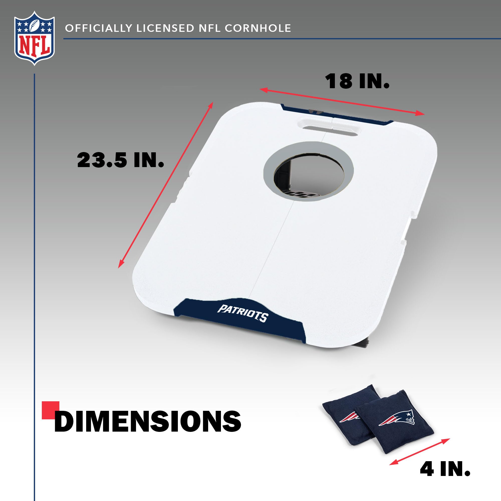 Wild Sports NFL Pro Football Allwetter Cornhole Set - Travel Bean Bag Toss Set Includes 8 Bean Bags