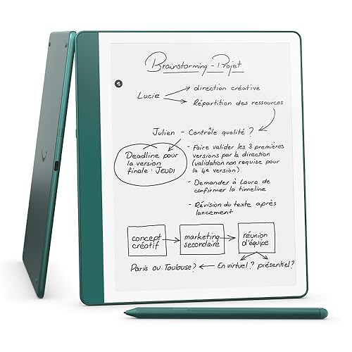 Amazon Kindle Scribe (64 Go) | Écran repensé avec bordures uniformes | Écriture dans les livres et documents |Stylet premium inclus | Vert métallisé - Vert métallisé - 64 Go