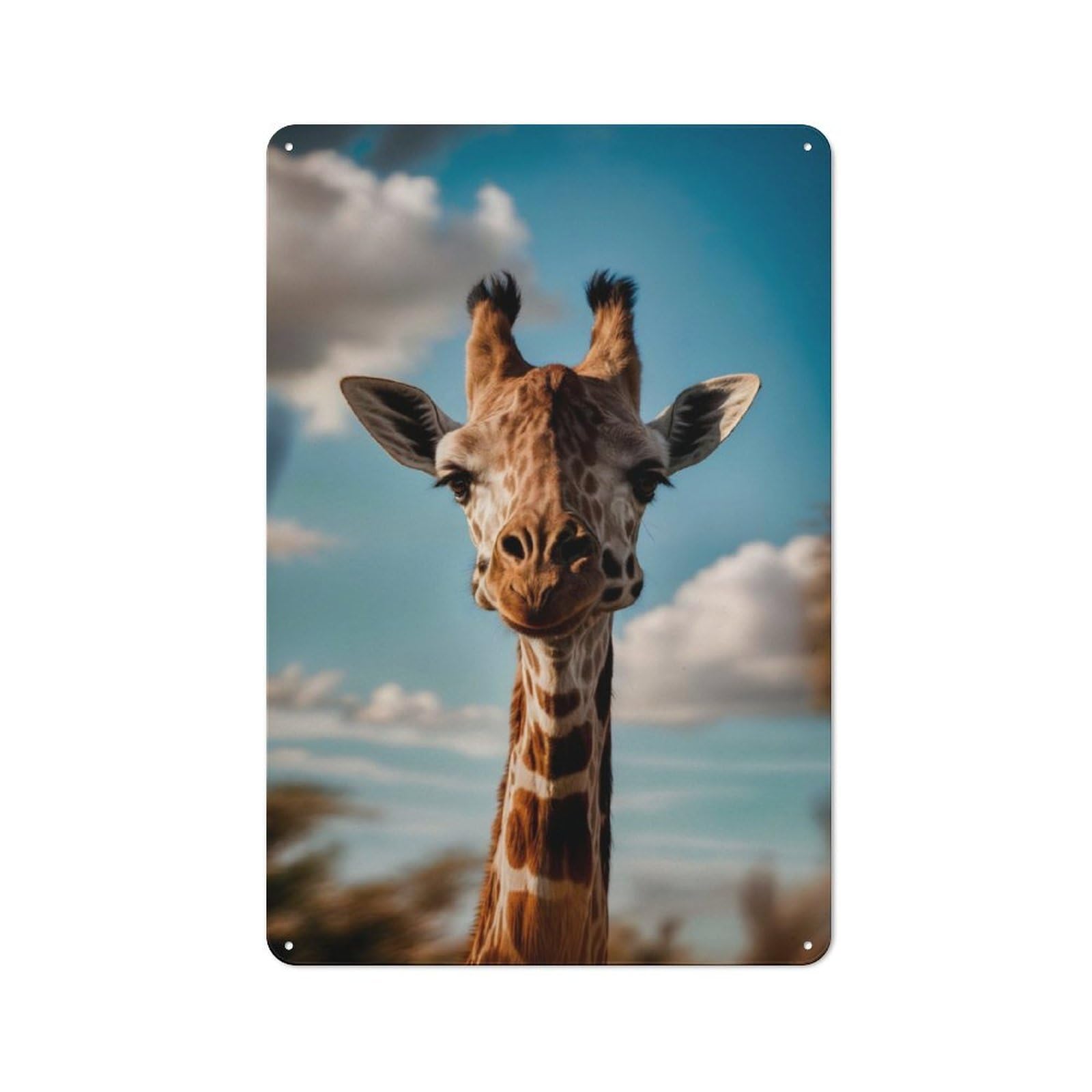 Junmoney Beautiful Giraffe Metal Plaque 30X20cm With For Garage Wall, Retro Decor, For Themed Interiors In Garages And Workshops