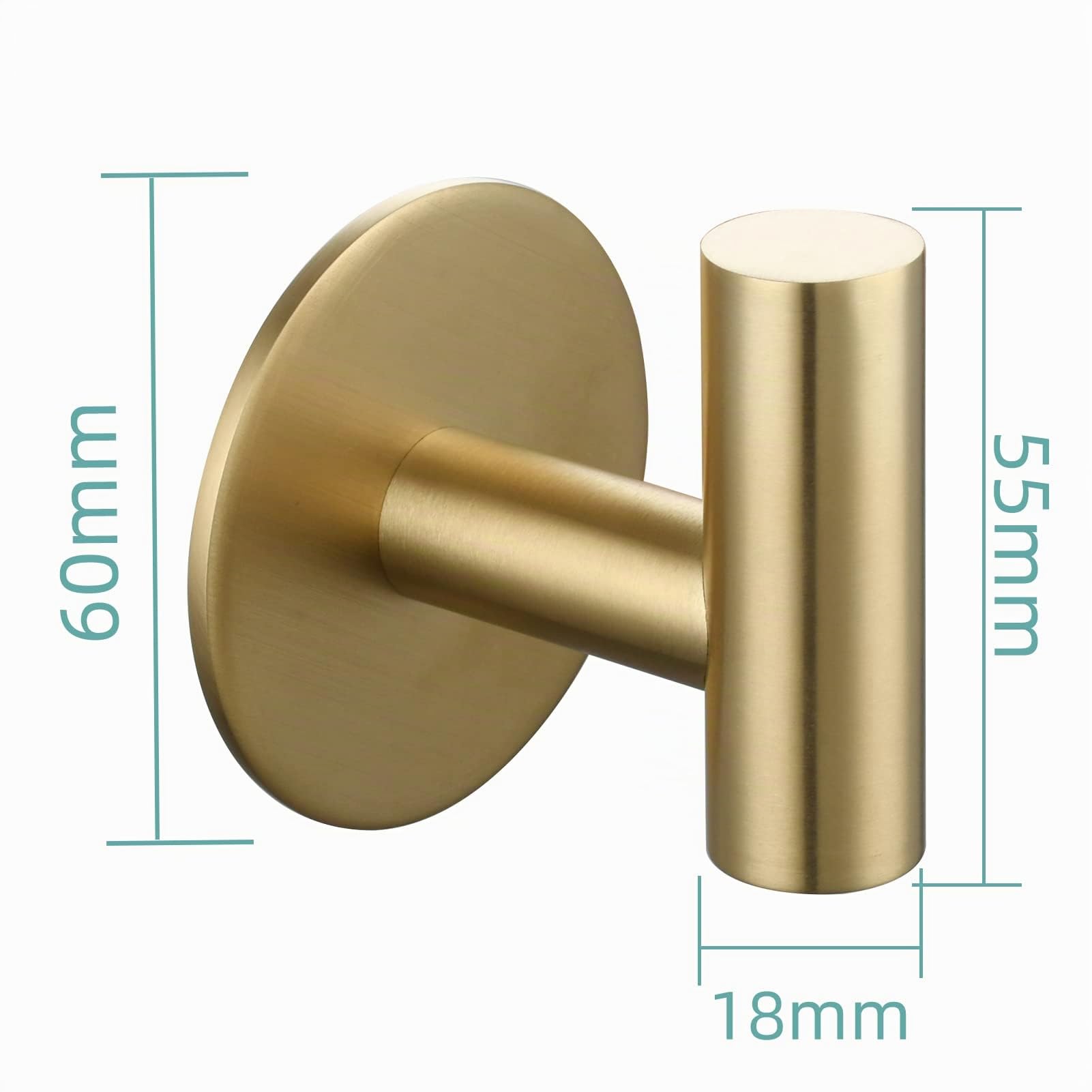 Tecmolog Appendi Accappatoio Bagno Acciaio Inossidabile Senza Foratura Porta Gancio Accappatoio Oro Spazzolato, 2 Pezzi, SBH235J-2