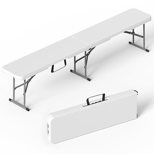 6 Foot Folding Bench, Portable Plastic Folding Bench Seat, Foldable