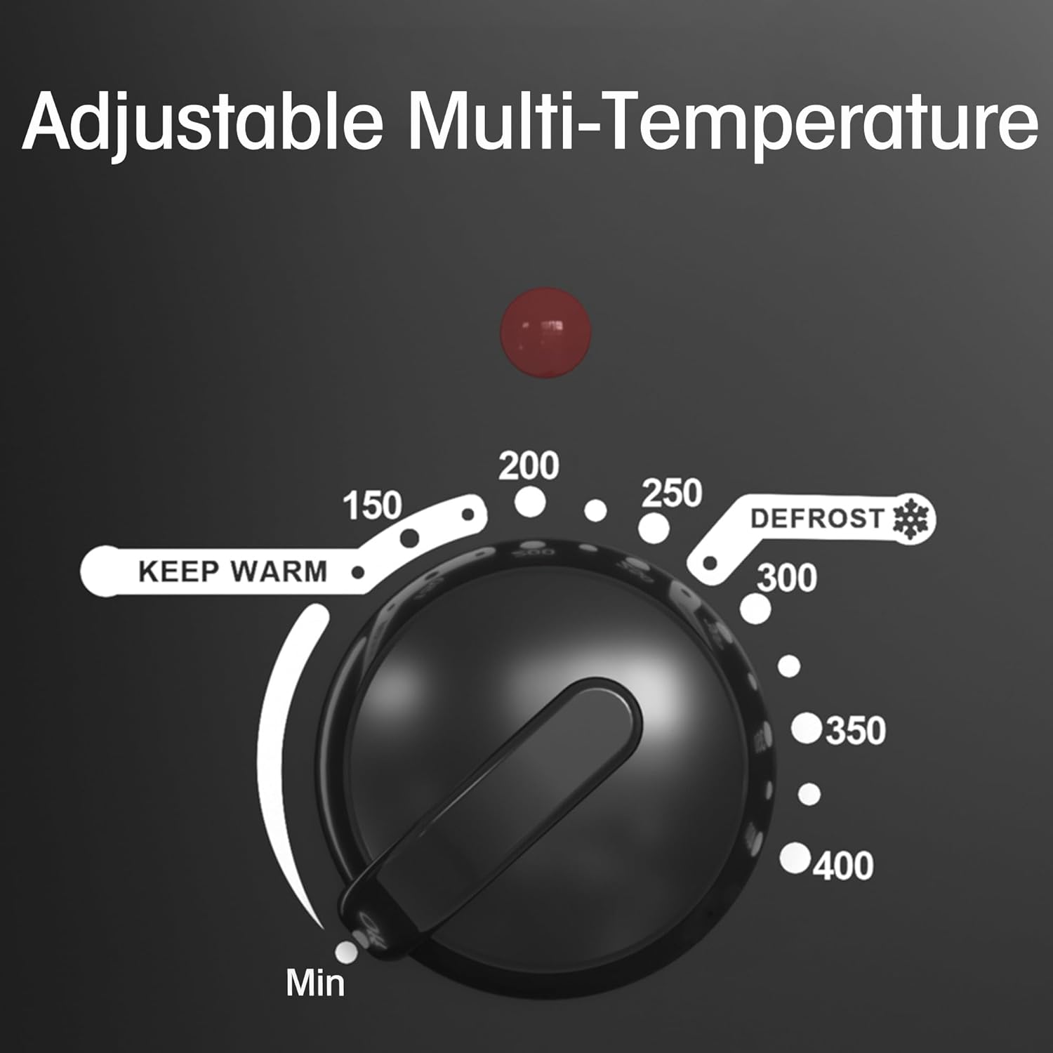Close-up of the HEYNEMO Roaster Slow Cooker's temperature control knob