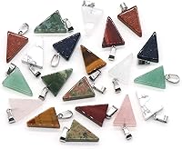 Vista 1 de LE SKY 20 colgantes de piedra natural en forma de triángulo, piedras de ágata de cristal curativo surtidos para hacer joyas, collares, aretes