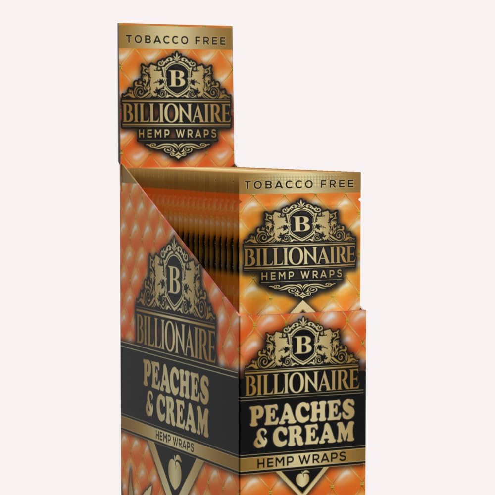 Billionaire Wraps - Organic Wraps, Tobacco Free - (Peaches & CRM, 25 Packs)