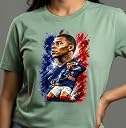 Chitpatang Kylian Mbappé Graphic Printed Unisex T-Shirt for Men & Women | 100% Cotton Round Neck Half Sleeve Casual Sports Fan Tee | Comfortable Everyday Streetwear T-Shirt (in, Alpha, XL, Mint Grey) gallery image