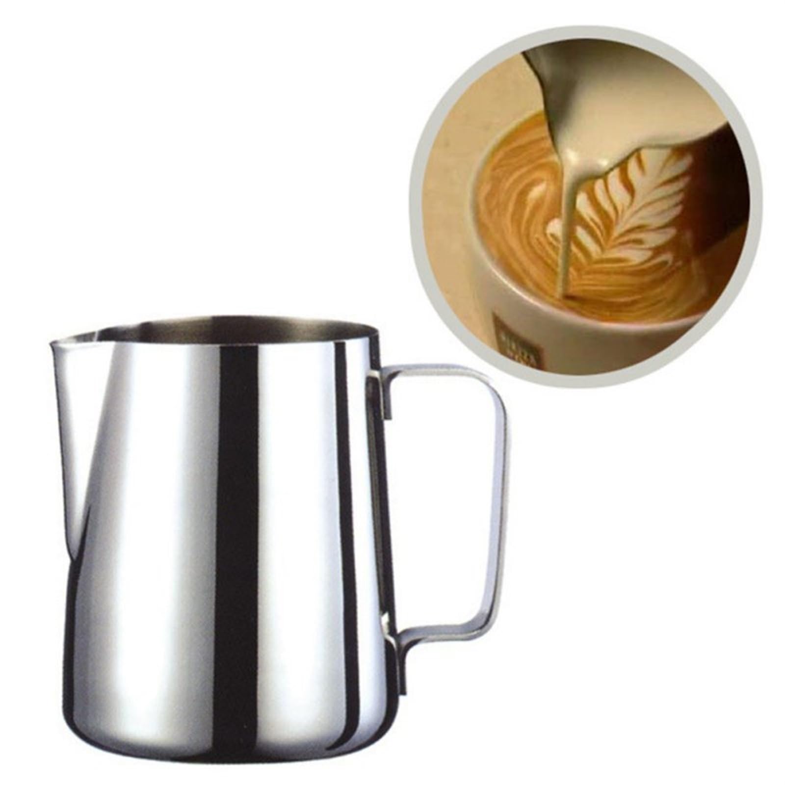 Jarra de Leche Jarra for espumar café y Leche, de Acero Inoxidable, for Arte Latte, Espumador de Leche, Jarra de café expreso, tazón Taza, Jarra de Espuma de Leche(600ml)