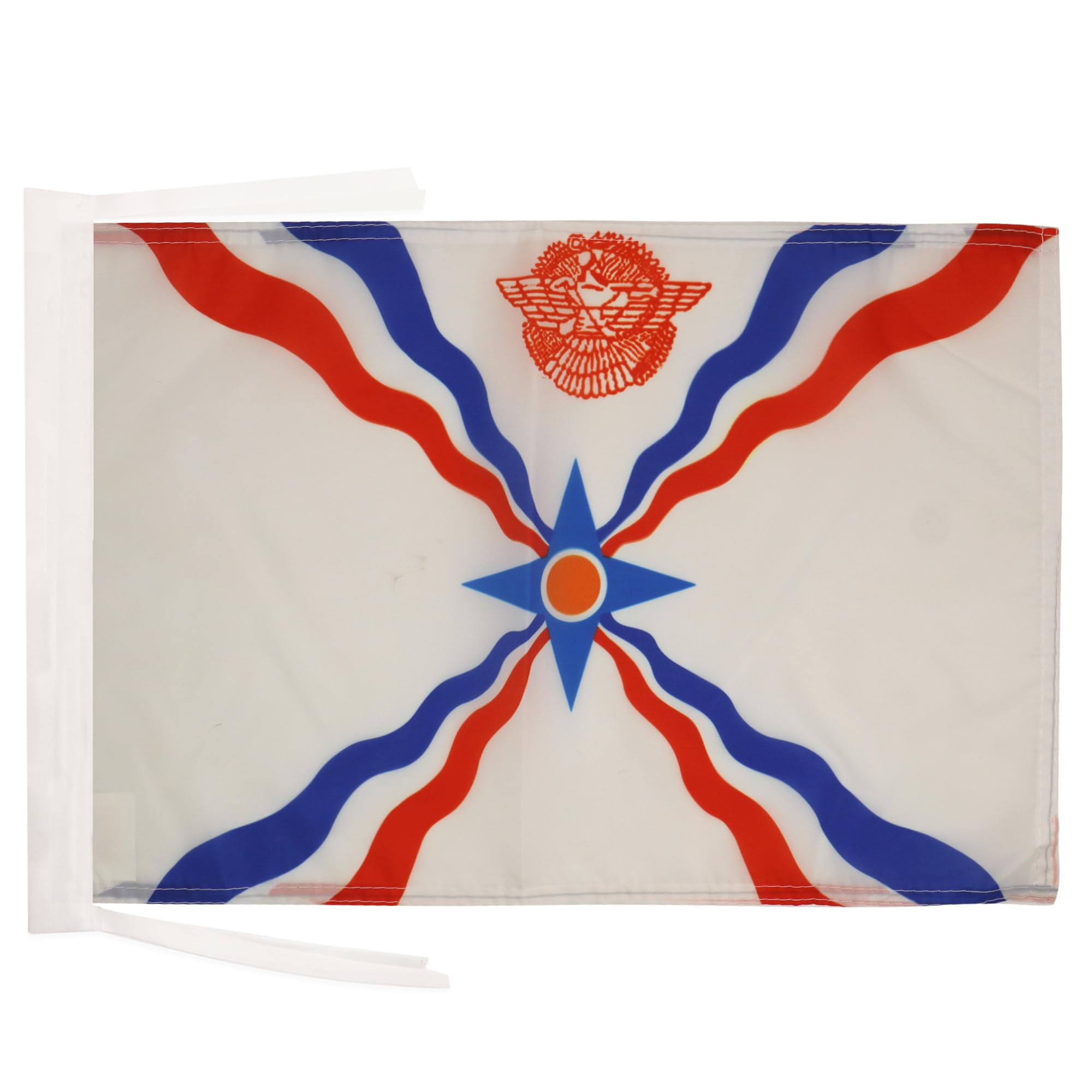 AZ FLAG - Assyria New Flag - 18'' x 12'' - 100% Polyester Assyrian Small Banner with Two Cords - Fade Resistant - Vivid Colors - 18x12 in - 45x30 Cm