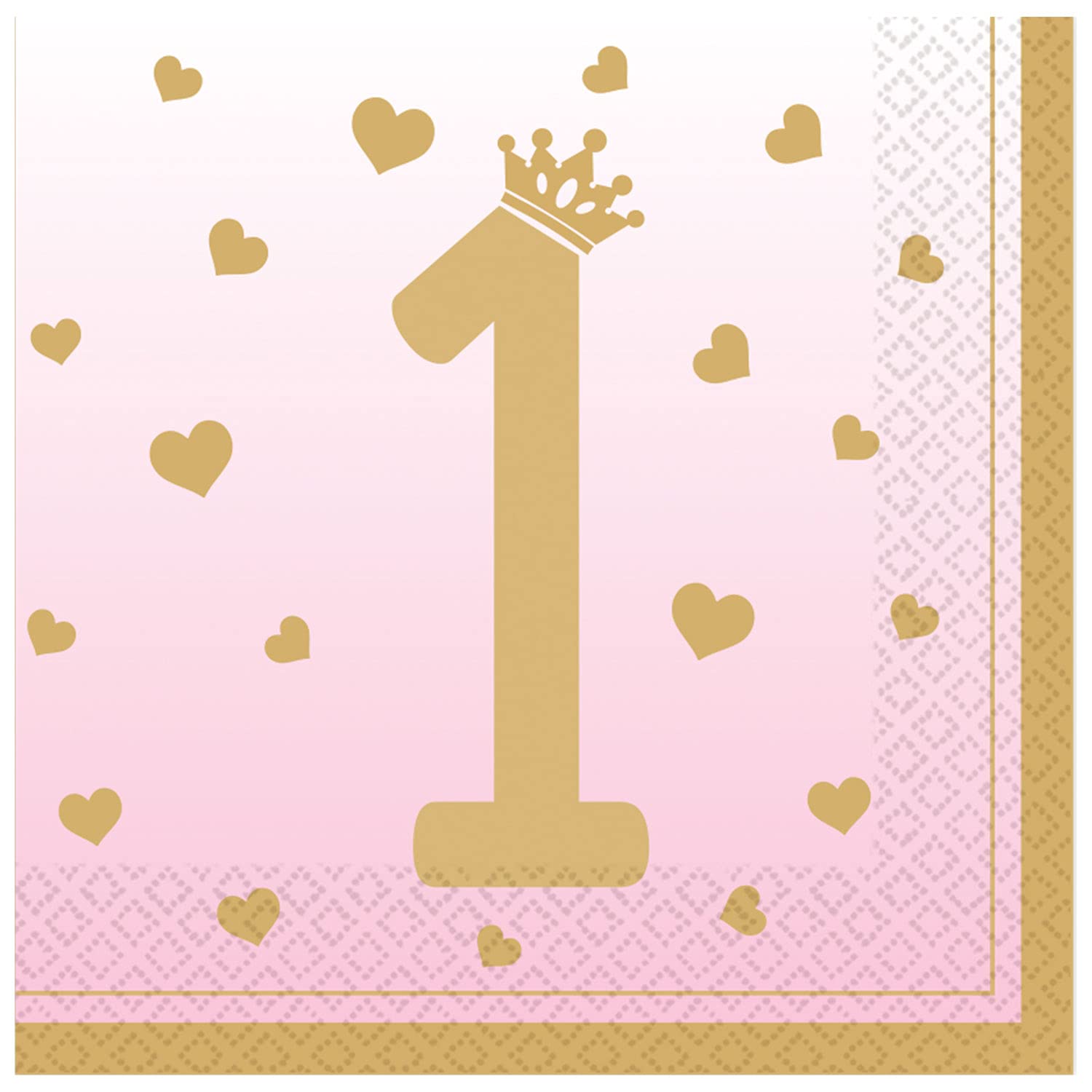 Amscan 9910310 - Pink 1st Birthday Luncheon Napkins - 16 Pack