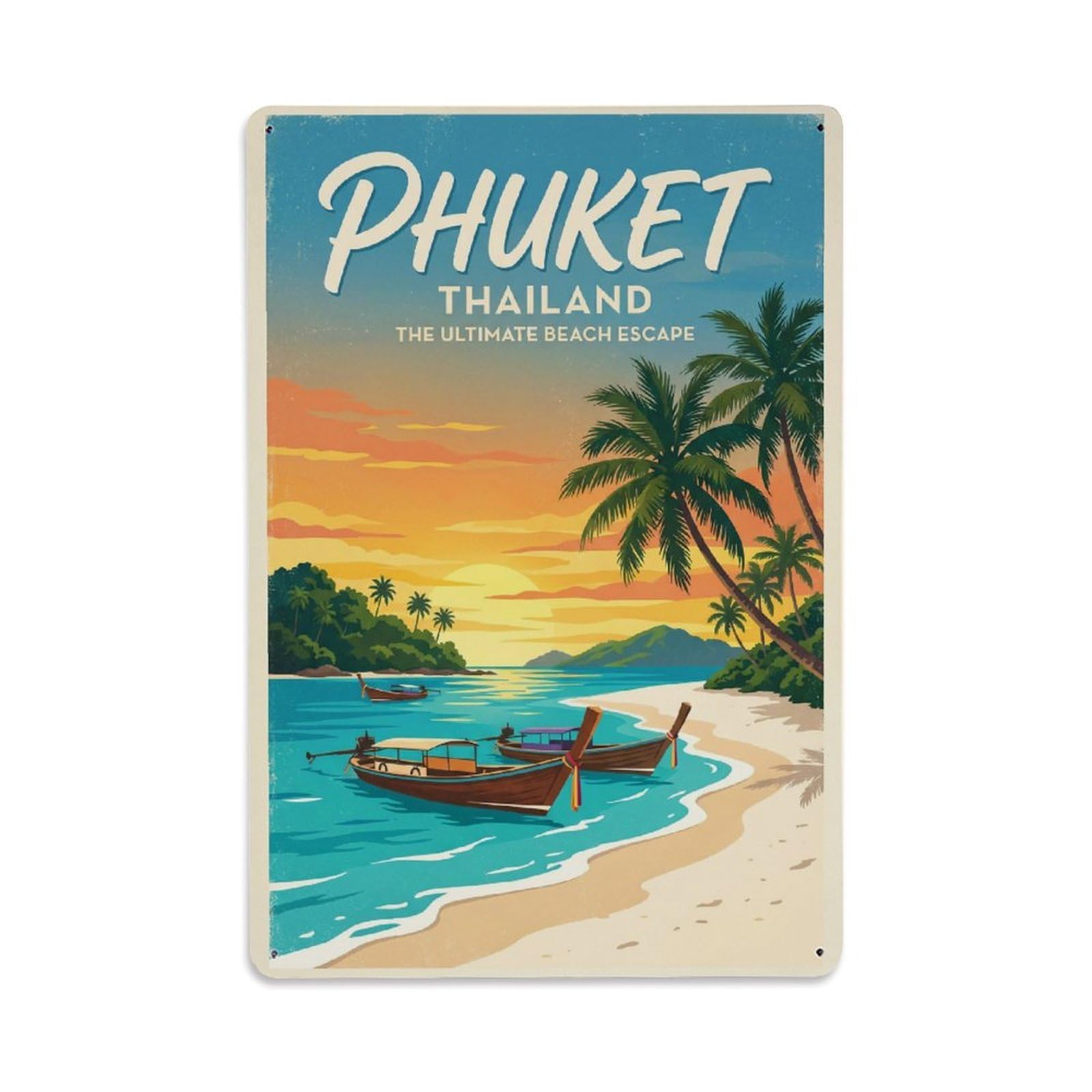 Gead 8X12inch Style Retro Thailand Phuket Travel Metal Tin Sign